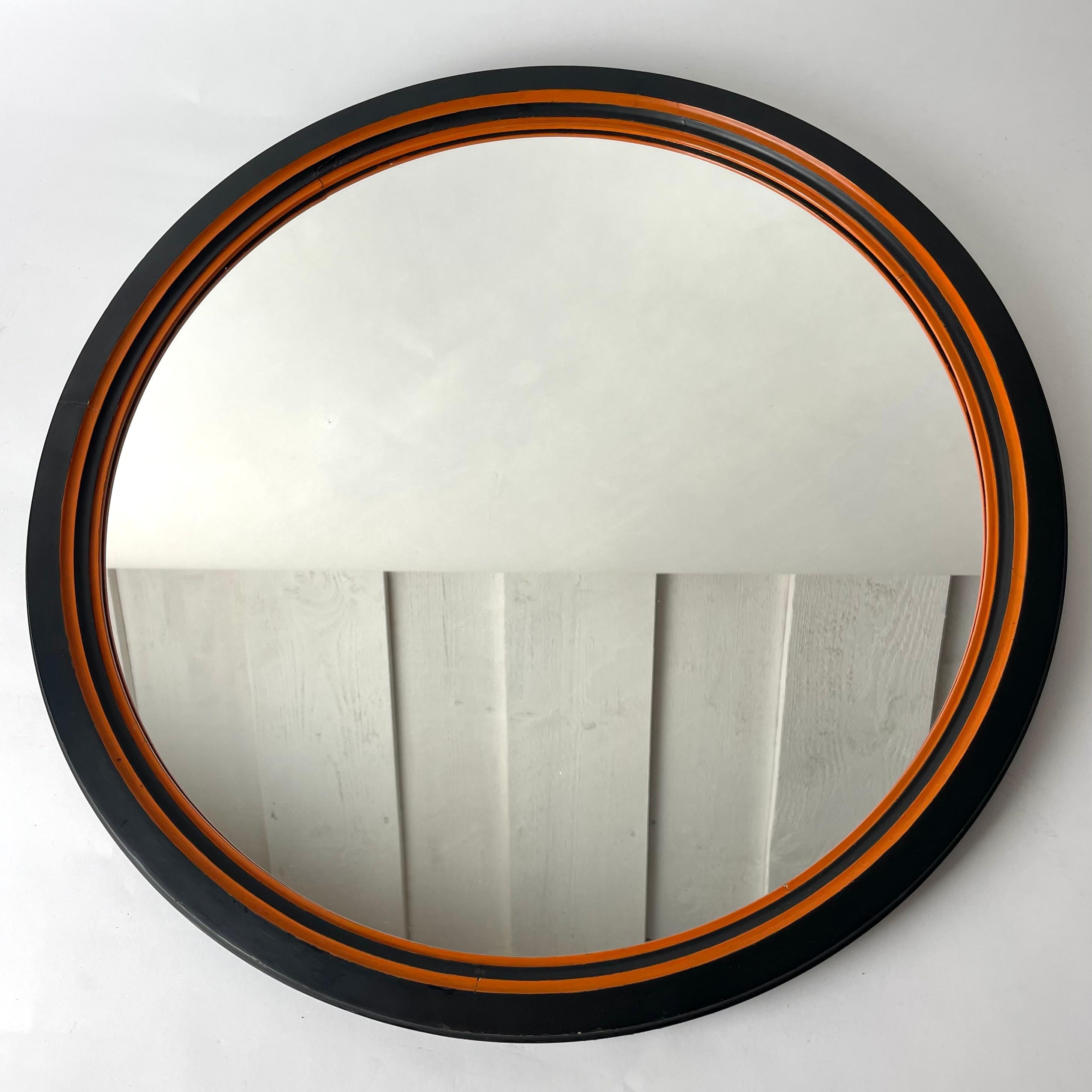Refined Swedish Grace Art Deco Wall Mirror, Lacquered Birch, Stockholm Sweden In Good Condition In Knivsta, SE