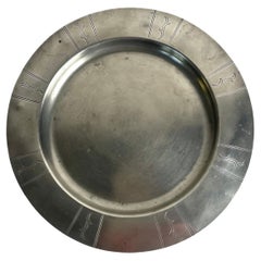 Refinada bandeja de peltre Grace sueca, Art Déco sueco de 1936, firma GAB Tenn