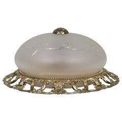 Refined Vintage Ceiling Lamp  White Matte Glass with Cut Motif, 1960-1970