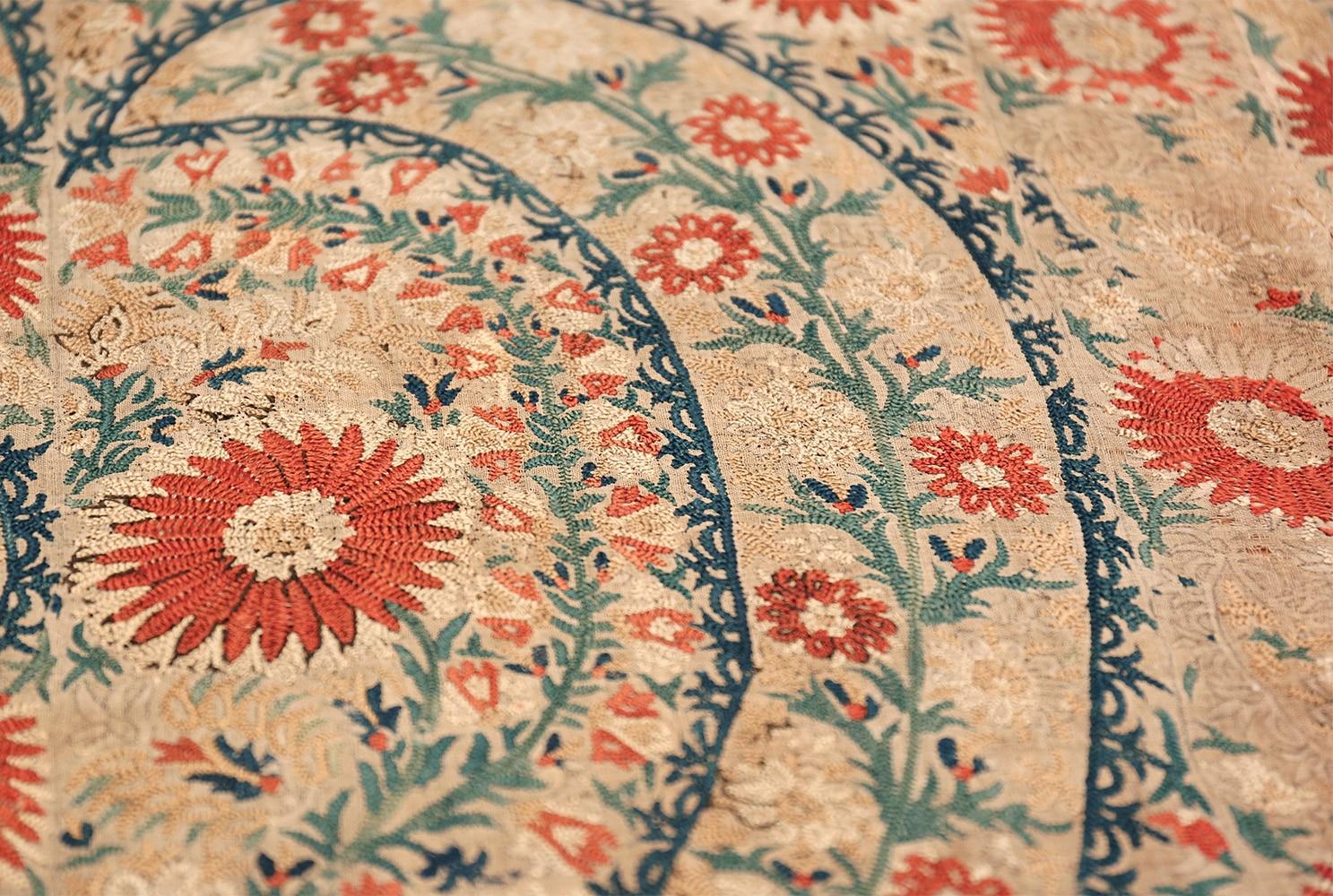 Turkish Refined Yet Rustic Antique Ottoman Textile Embroidery 3'2