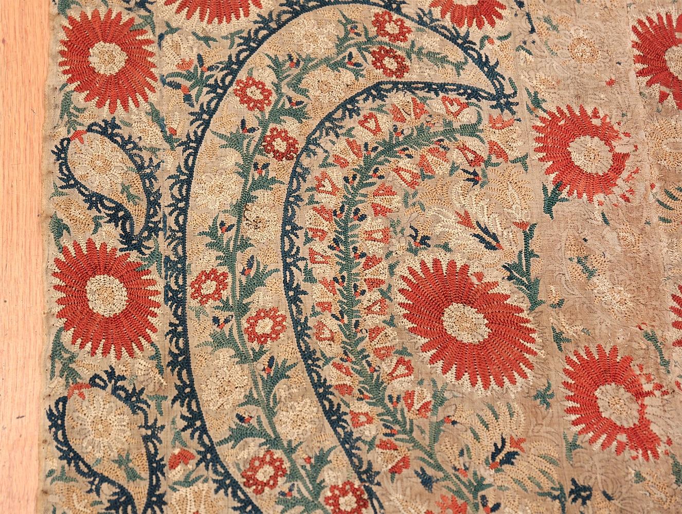 18th Century and Earlier Refined Yet Rustic Antique Ottoman Textile Embroidery 3'2