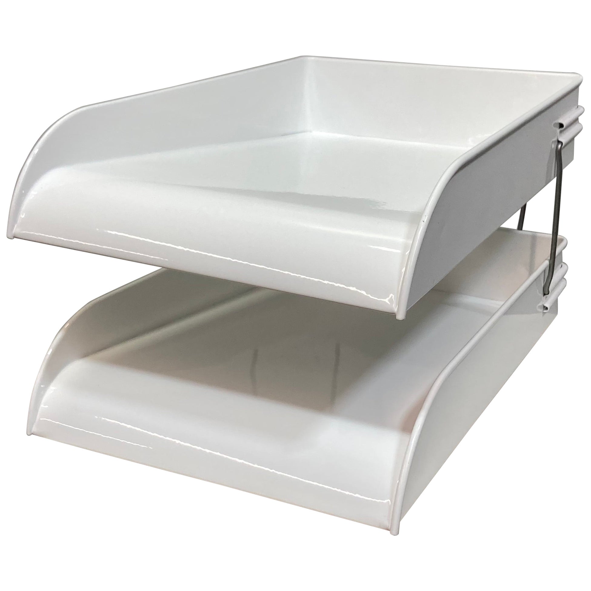 Vassoio portacarte a due piani in acciaio degli anni 
30 rifinito in vendita