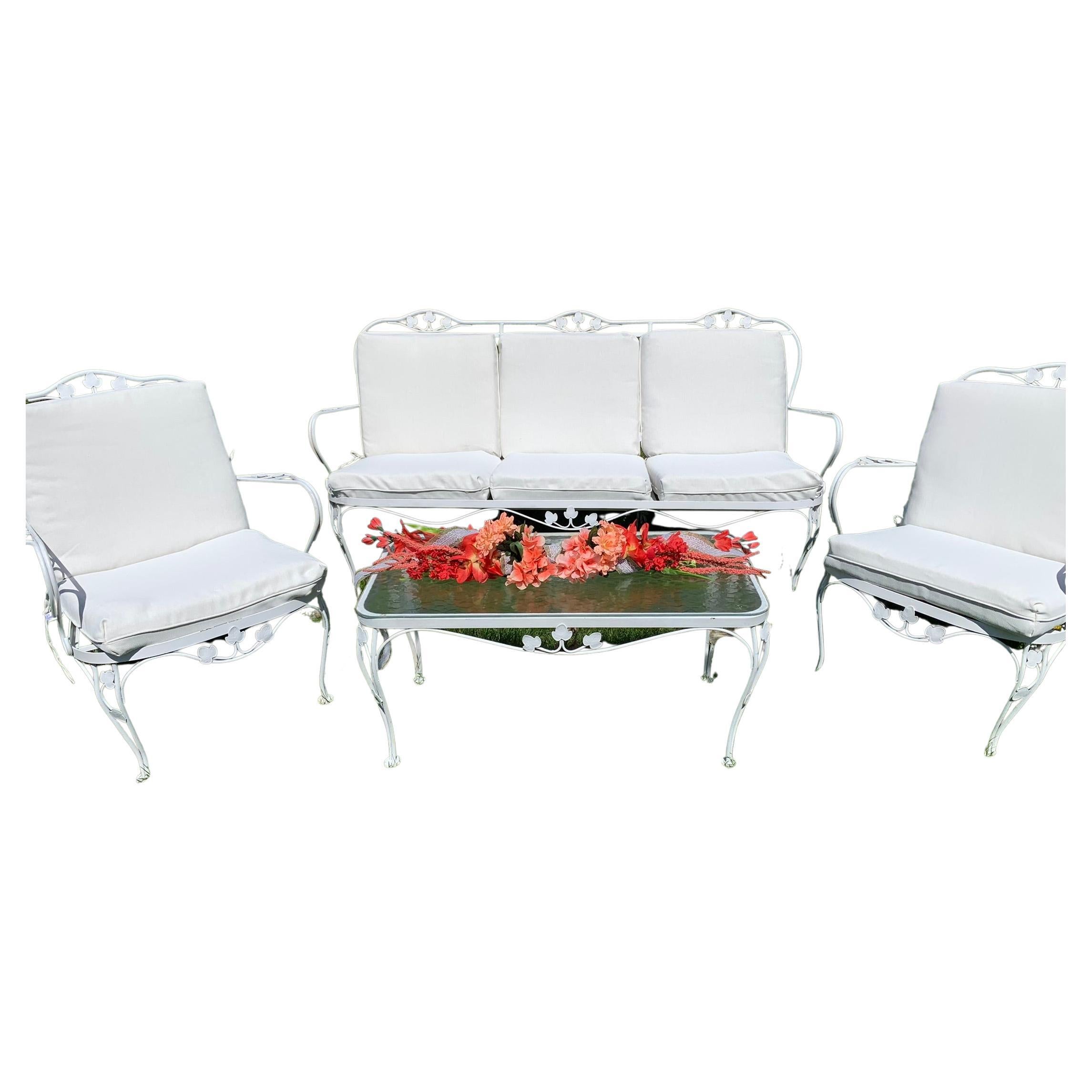Refinished and Upholstered Conversation Set by Woodard Salterini For Sale