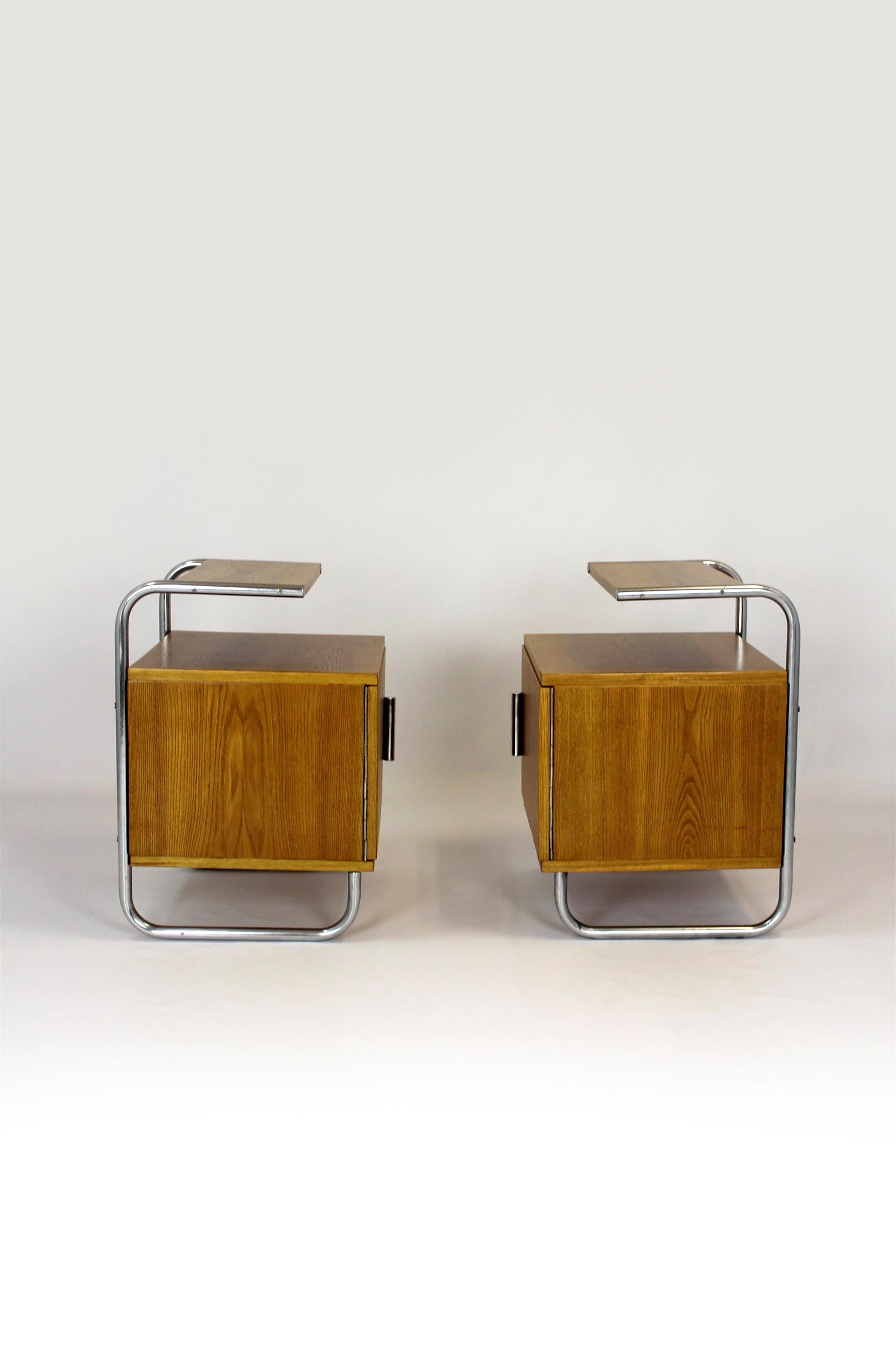 Refinished Bauhaus Tubular Steel Nightstands from Mücke Melder for Famed, 1940s 7