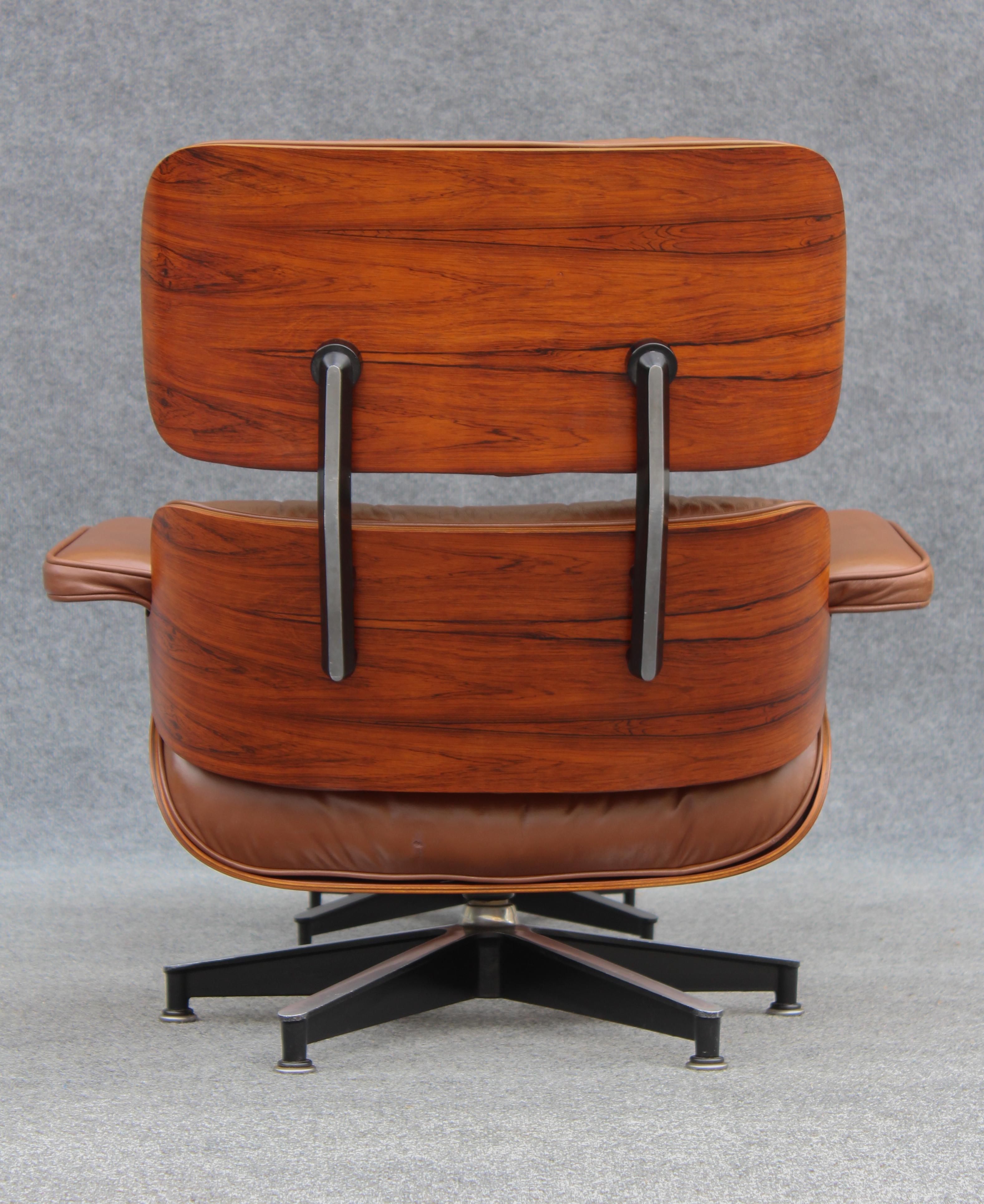 Refinished Charles & Ray Eames for Herman Miller Rosewood & Leather Lounge Chair 3