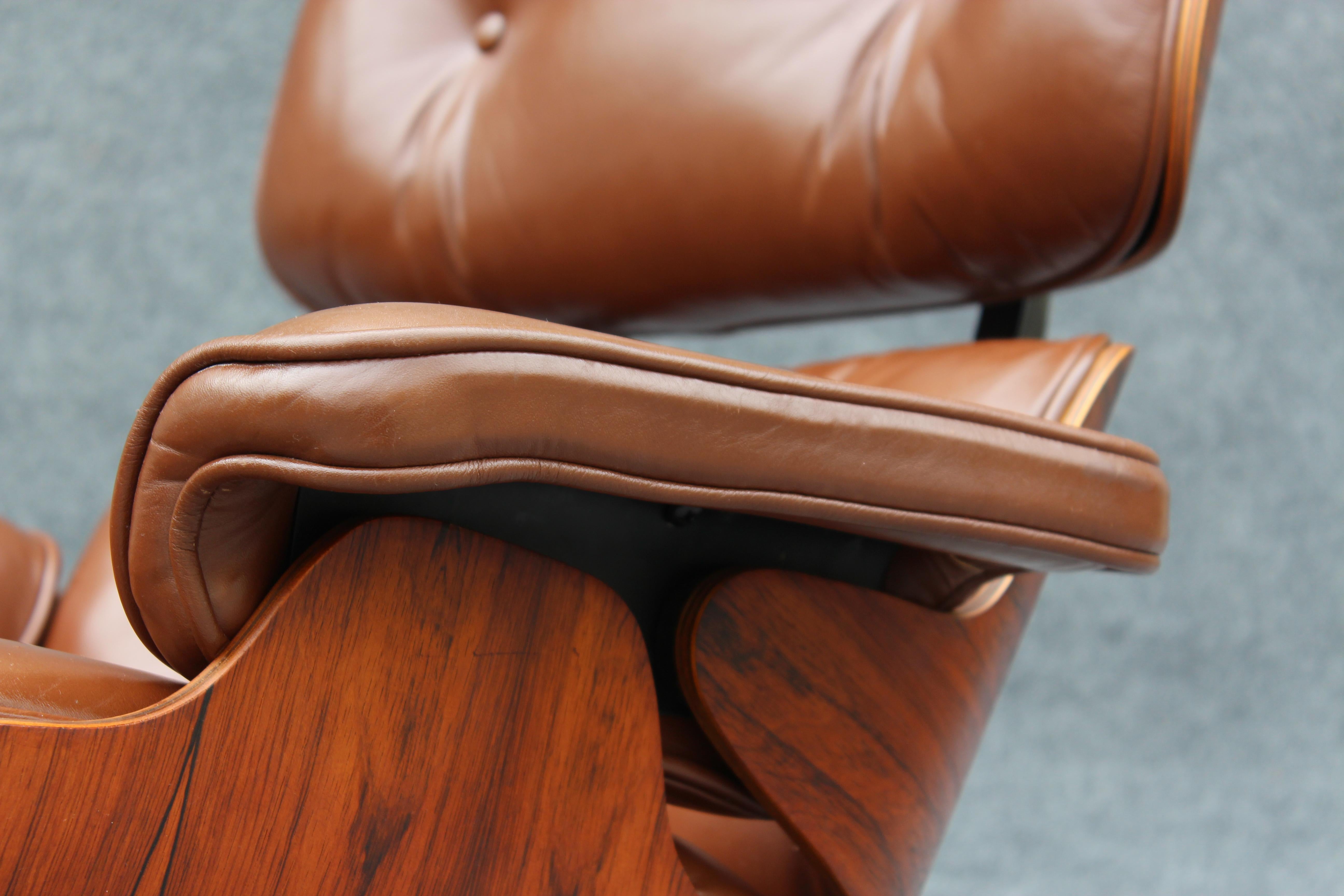 Refinished Charles & Ray Eames for Herman Miller Rosewood & Leather Lounge Chair 6
