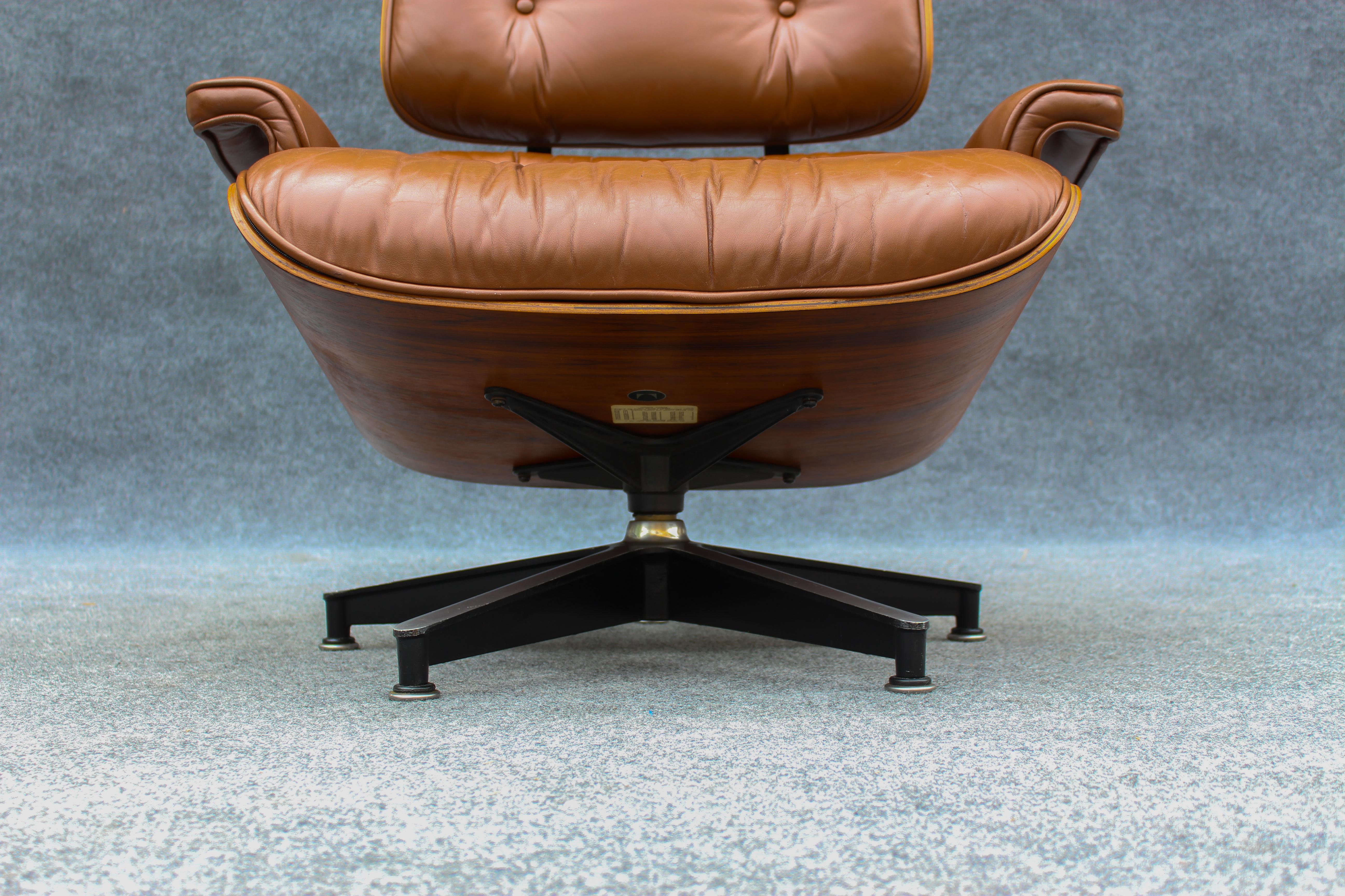 Refinished Charles & Ray Eames for Herman Miller Rosewood & Leather Lounge Chair 7