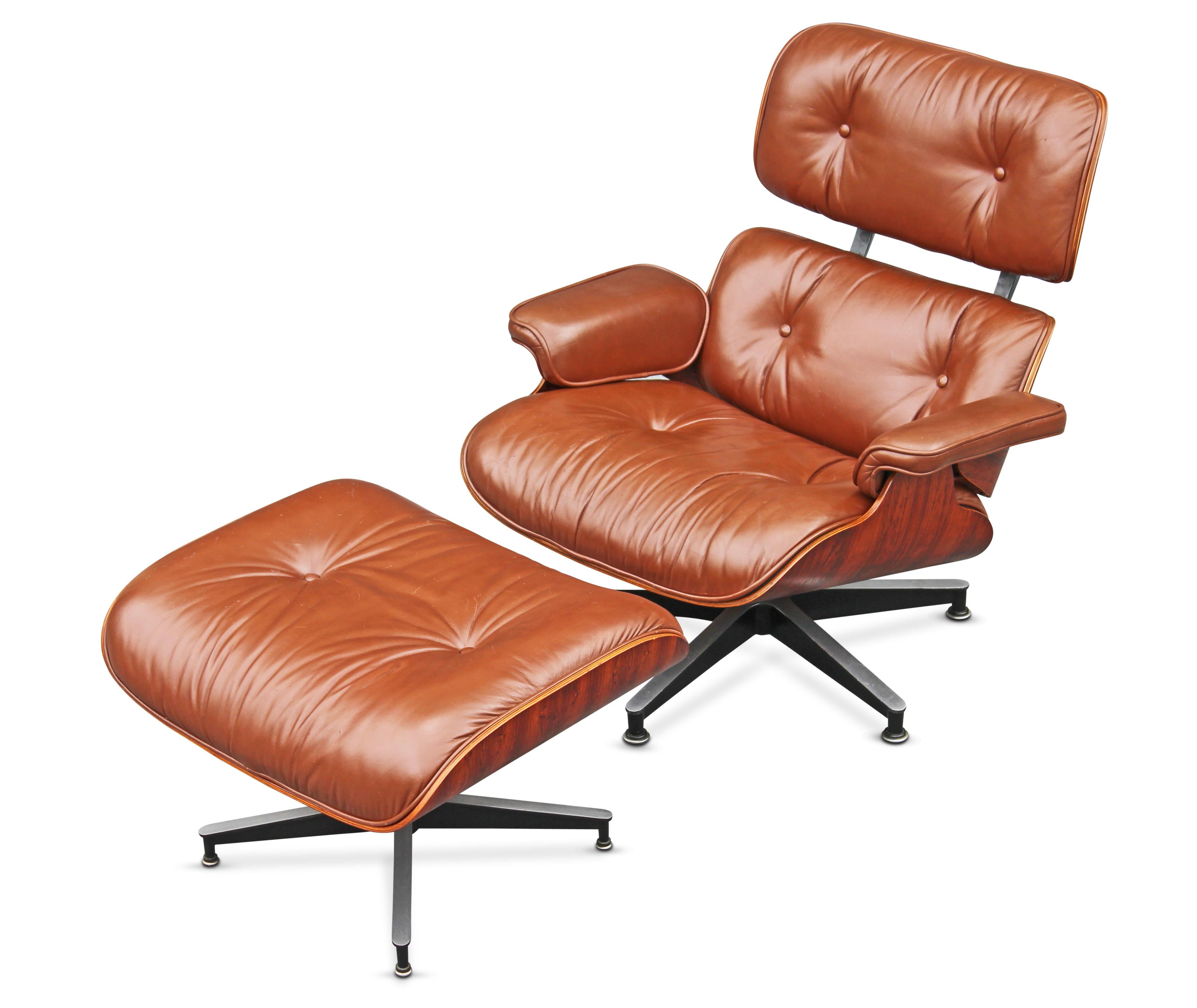 Mid-Century Modern Refinished Charles & Ray Eames for Herman Miller Rosewood & Leather Lounge Chair