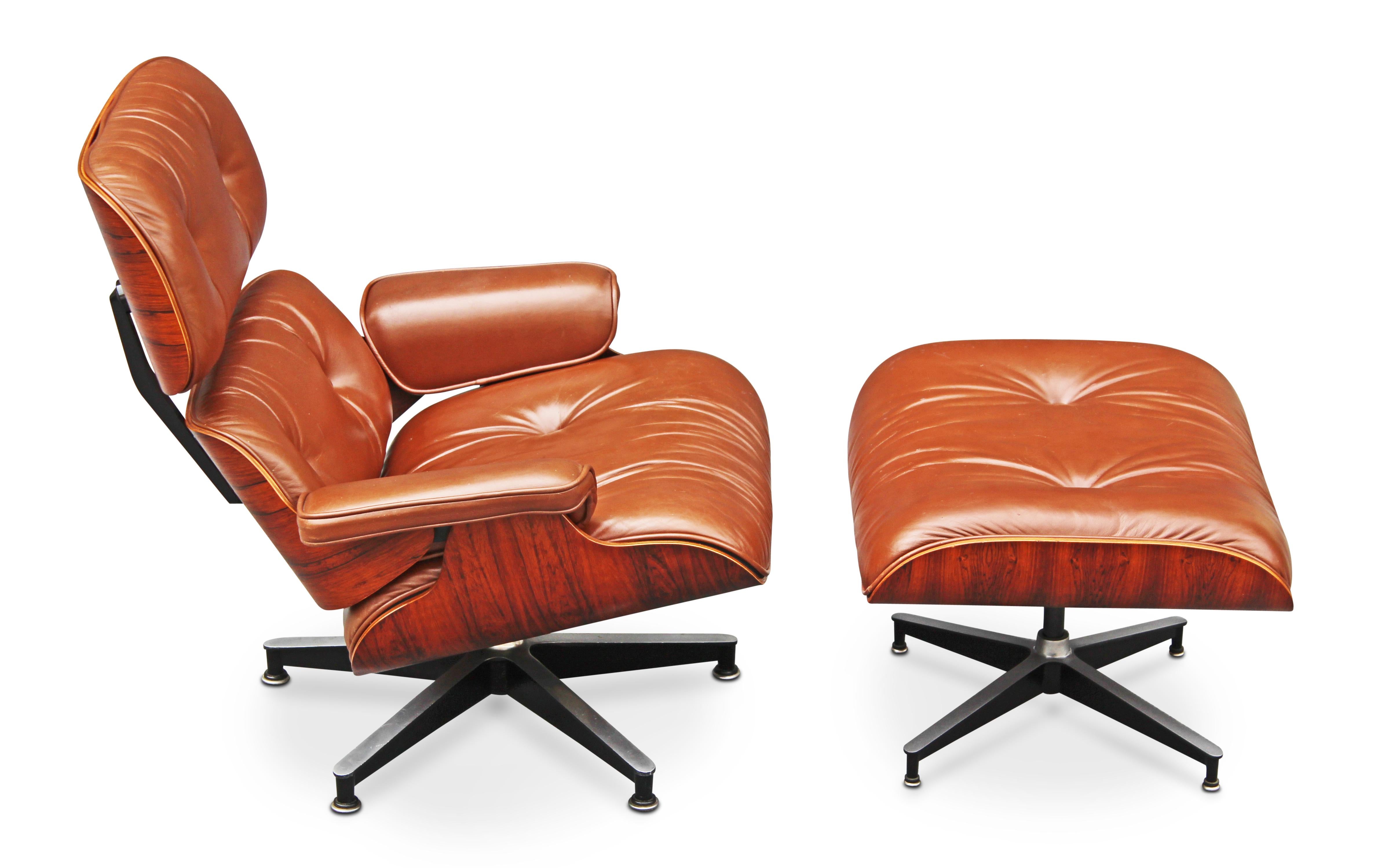 Refinished Charles & Ray Eames for Herman Miller Rosewood & Leather Lounge Chair In Good Condition In Philadelphia, PA