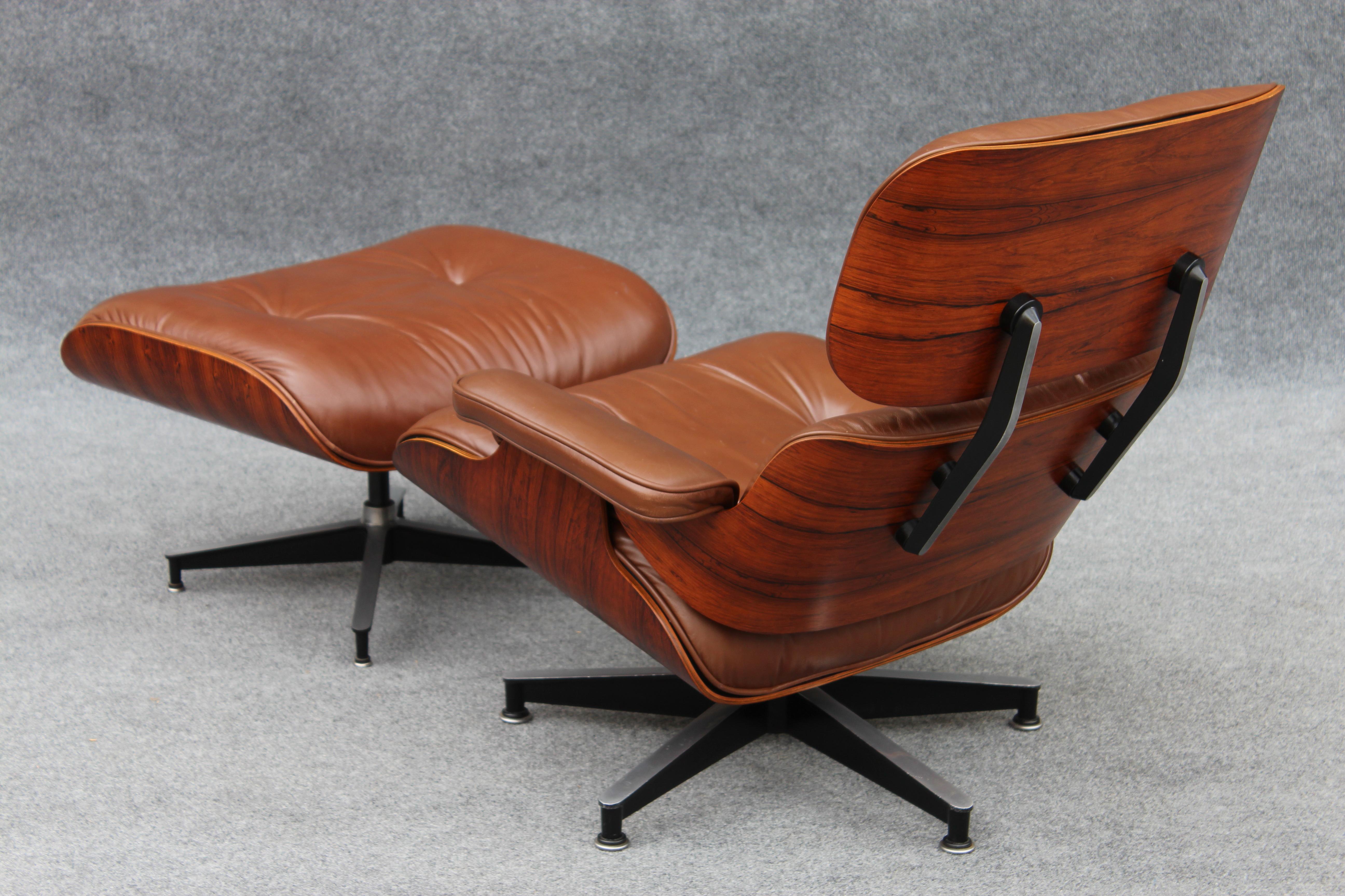 Refinished Charles & Ray Eames for Herman Miller Rosewood & Leather Lounge Chair 1