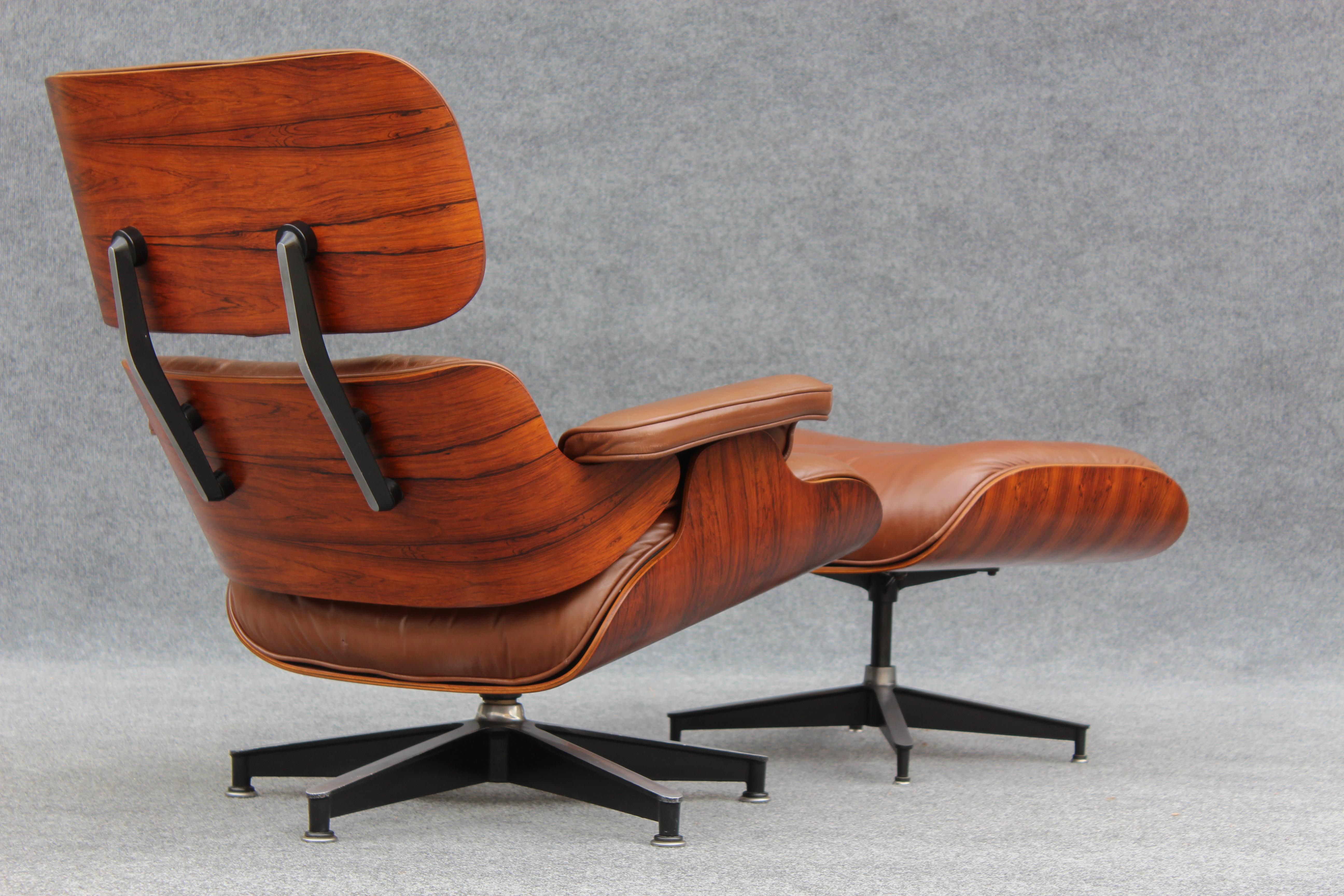 Refinished Charles & Ray Eames for Herman Miller Rosewood & Leather Lounge Chair 2