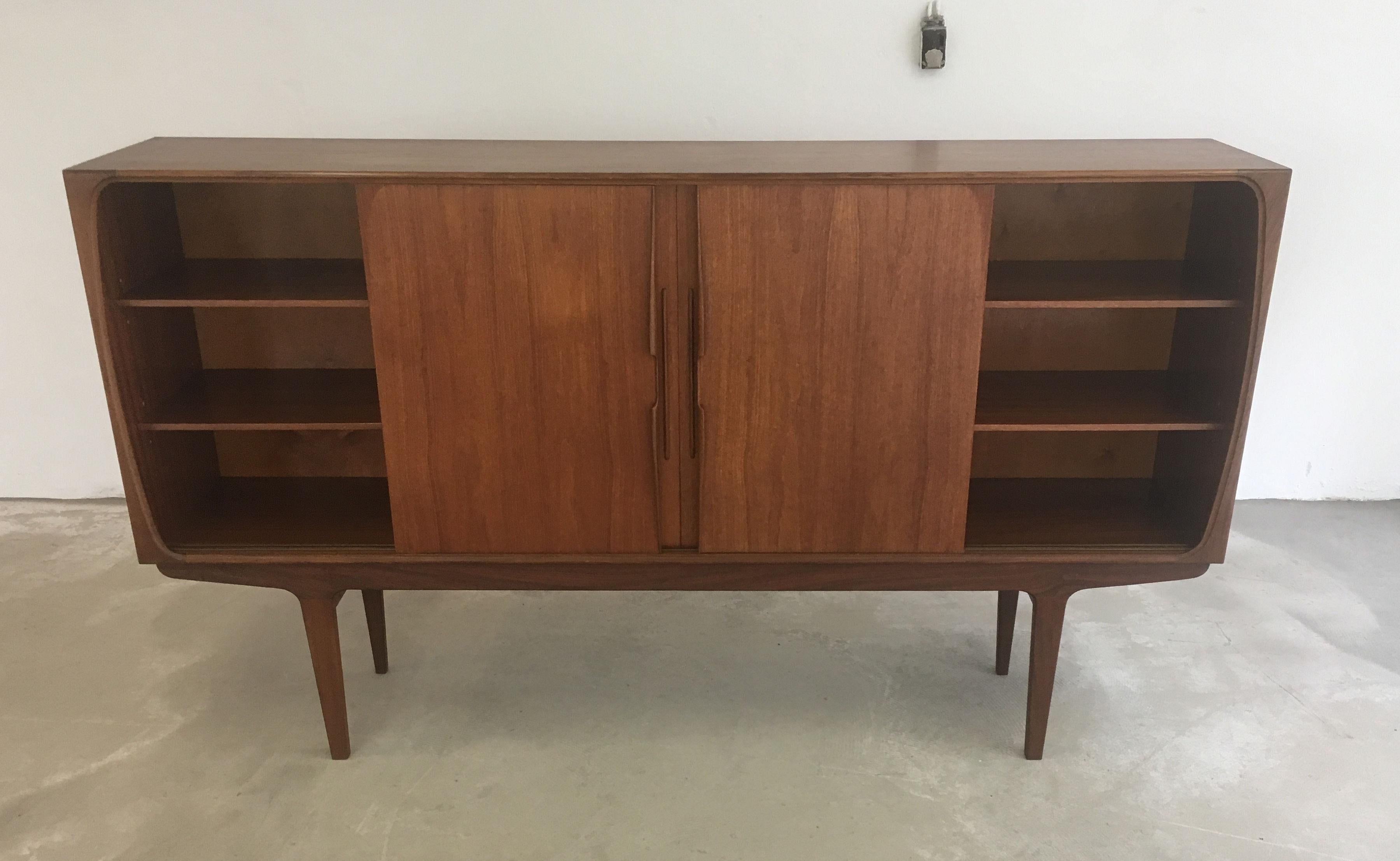 Mid-20th Century Refinished Danish 1960s Sideboard in Teak with Integrated Bar Section For Sale