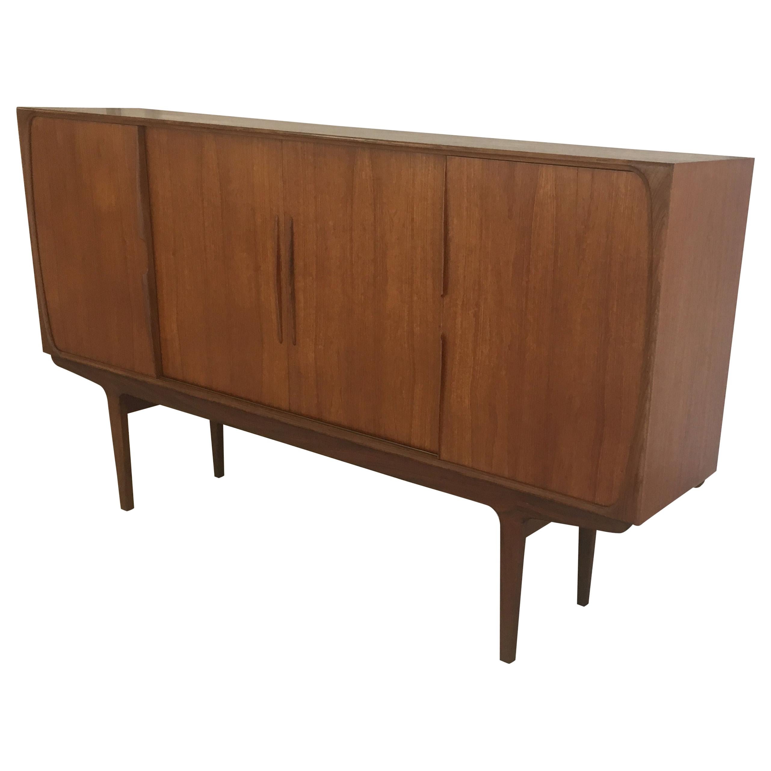 Refinished Danish 1960s Sideboard in Teak with Integrated Bar Section For Sale