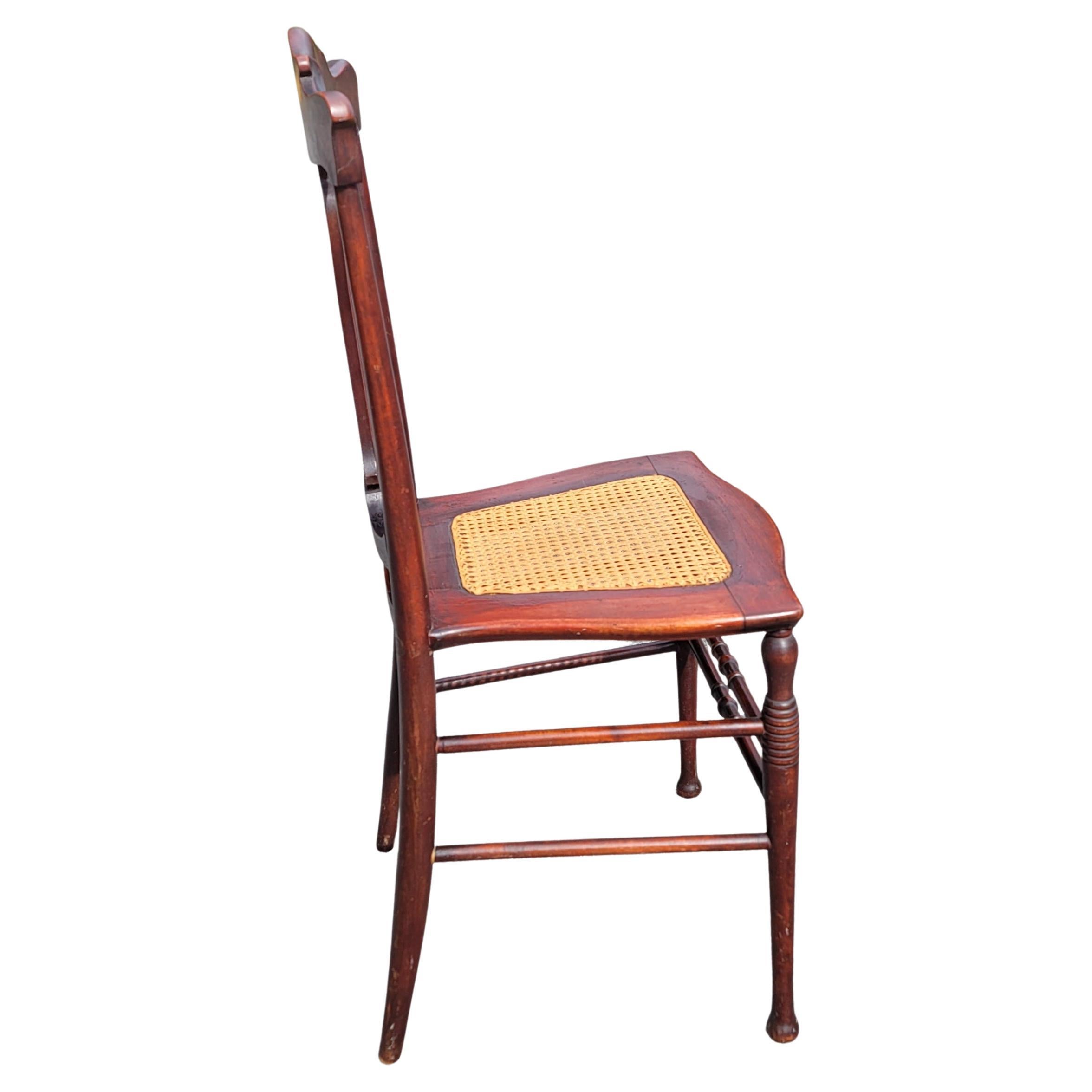 Refinished Early American Empire Mahogany and Cane Seat Chair In Good Condition For Sale In Germantown, MD