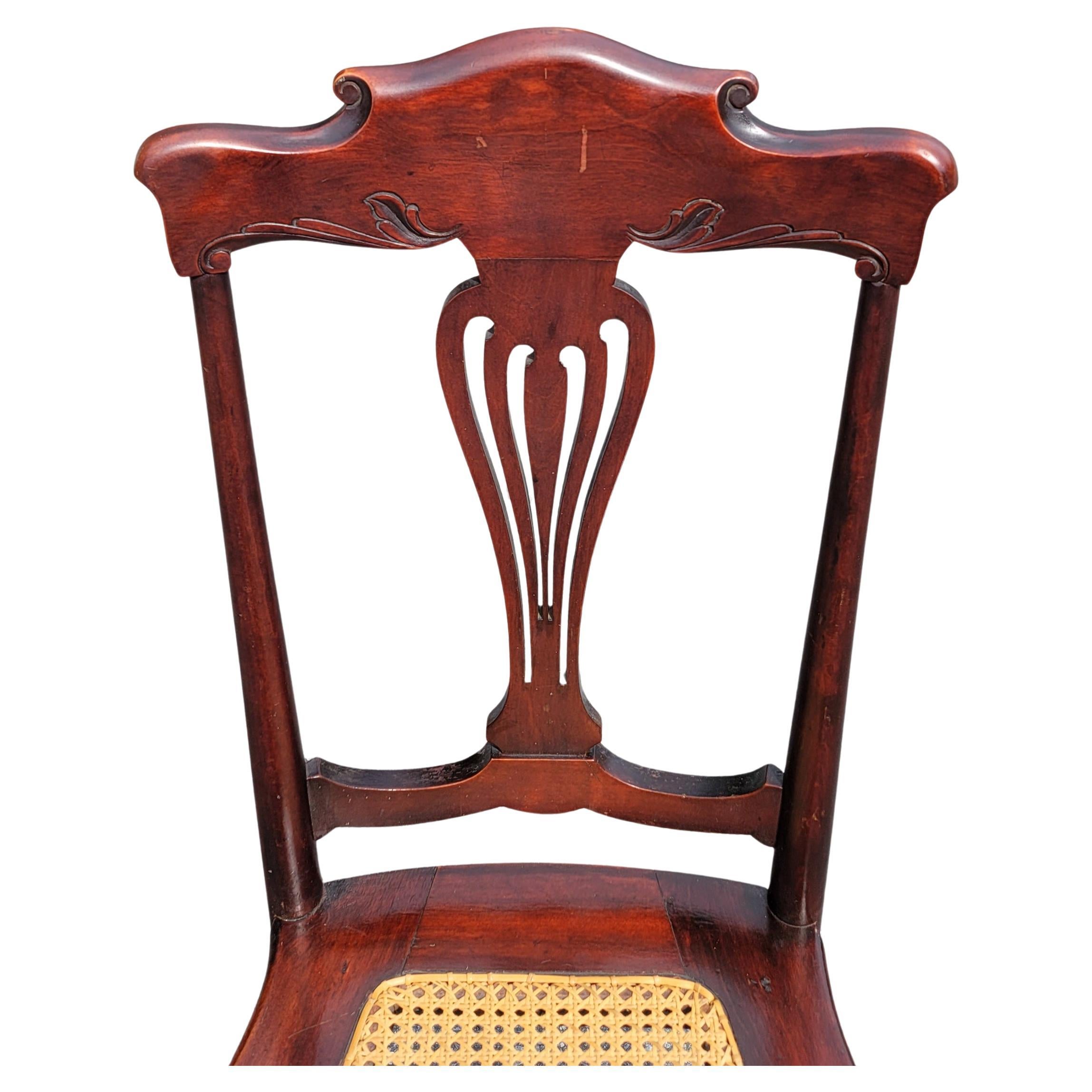 Refinished Early American Empire Mahogany and Cane Seat Chair For Sale 1