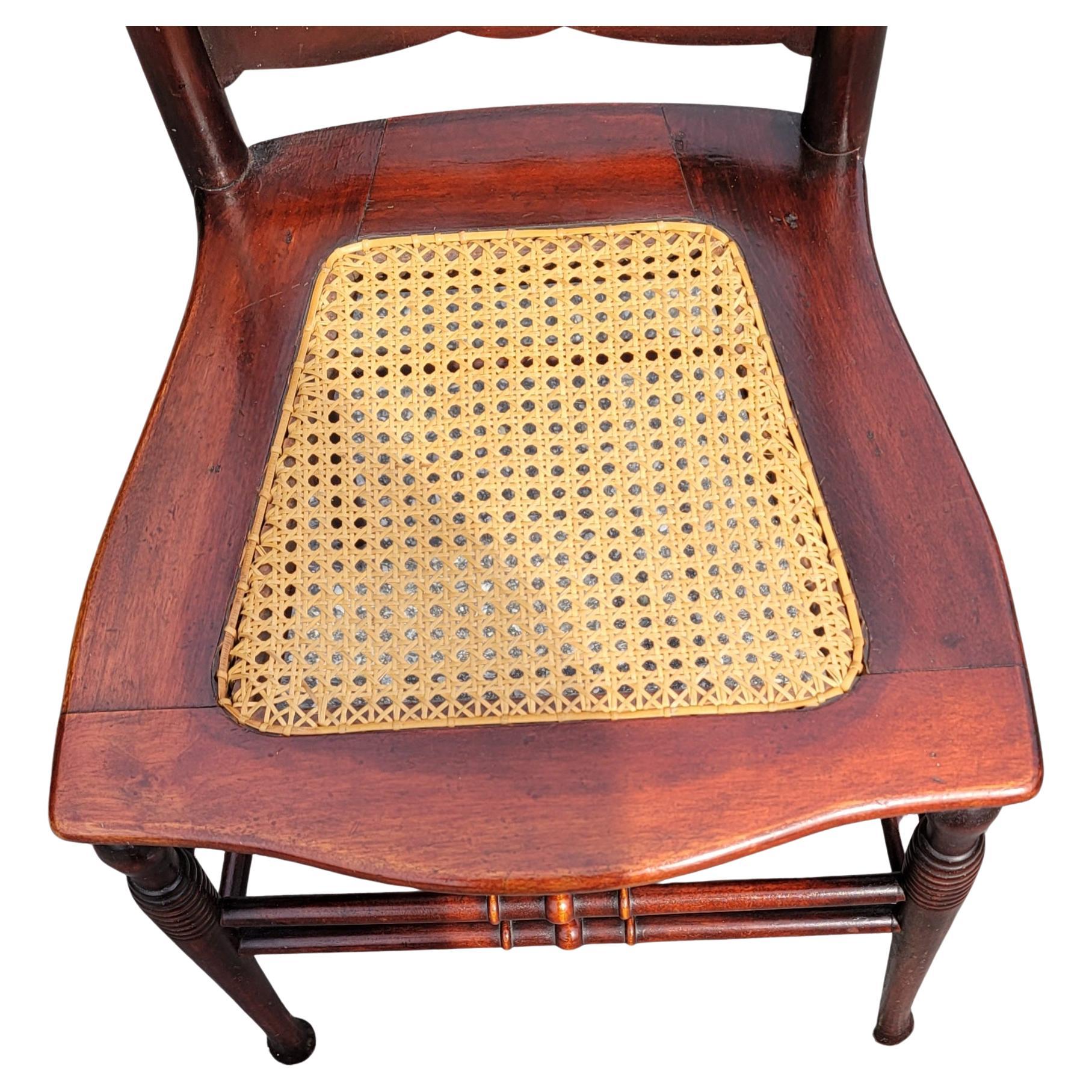 Refinished Early American Empire Mahogany and Cane Seat Chair For Sale 2