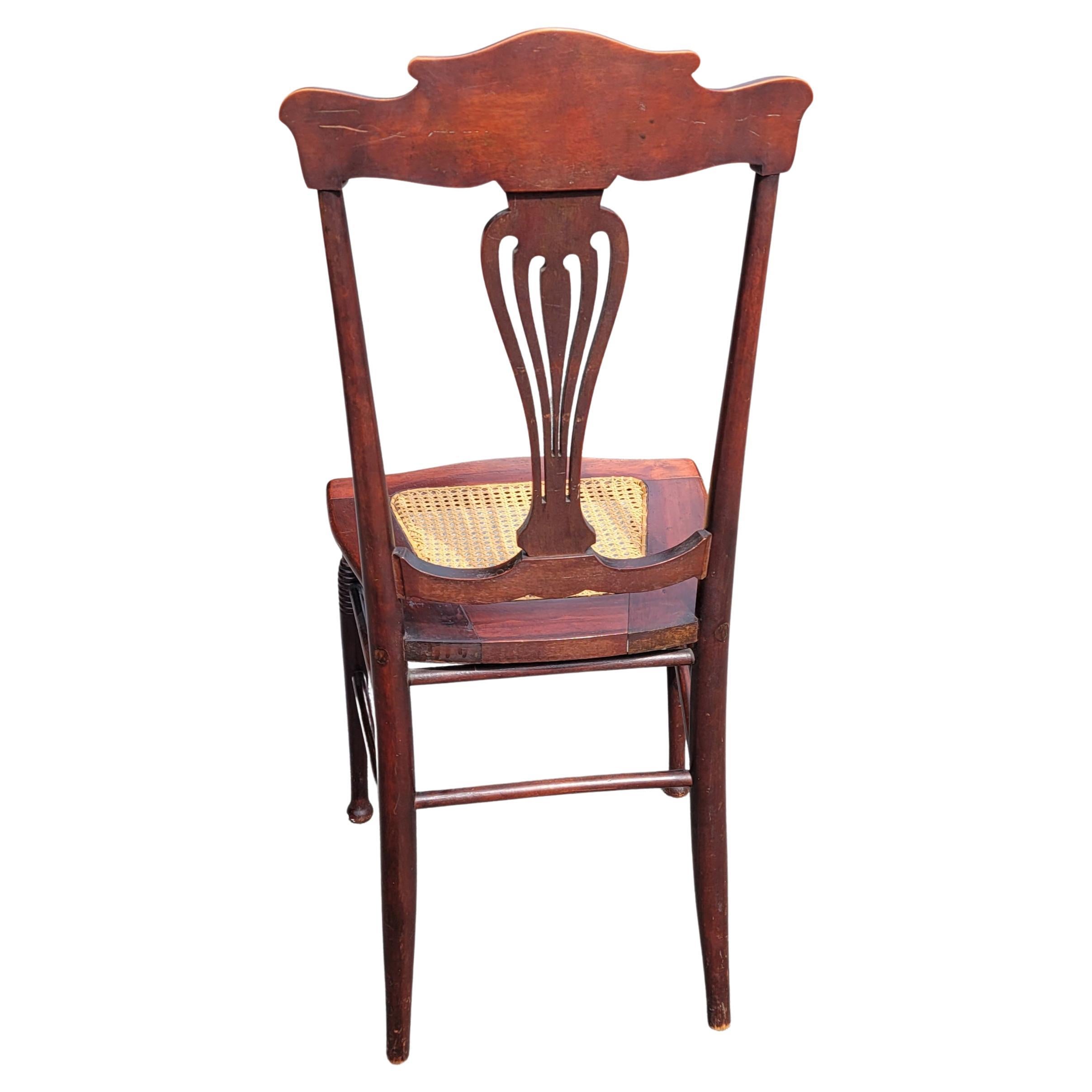 Refinished Early American Empire Mahogany and Cane Seat Chair For Sale 3