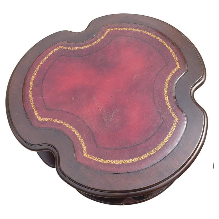 Refinished English Regency 2Tier Leather Top Insert Stenciled Side