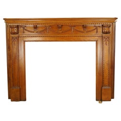 Refinished Federal Birch Wood Fireplace Mantel