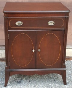 Refinished Federal Style Mahogany Side Table with Sheet Music Cabinet