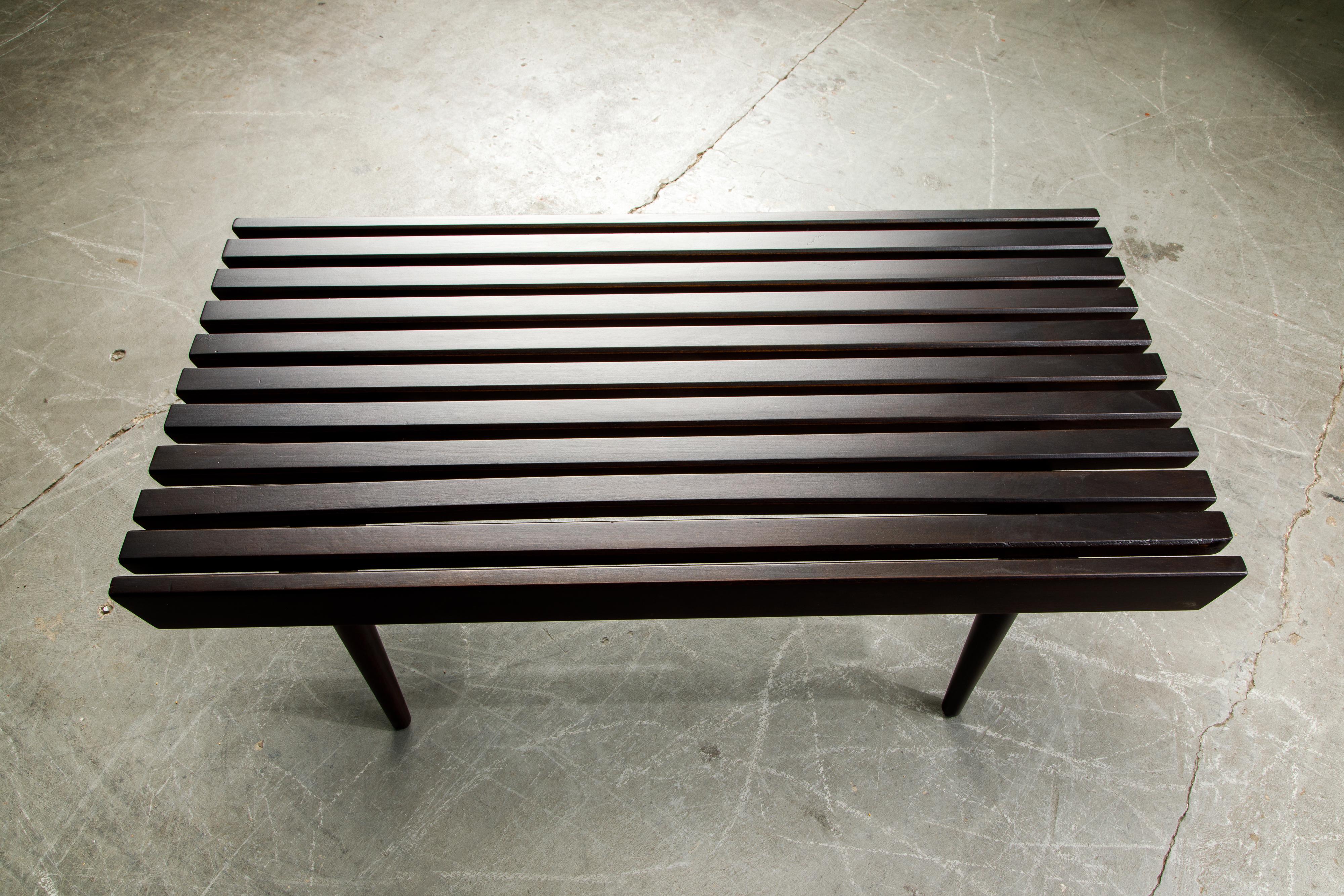 Refinished George Nelson Style Slatted Wood Bench or Table, circa 1960 9