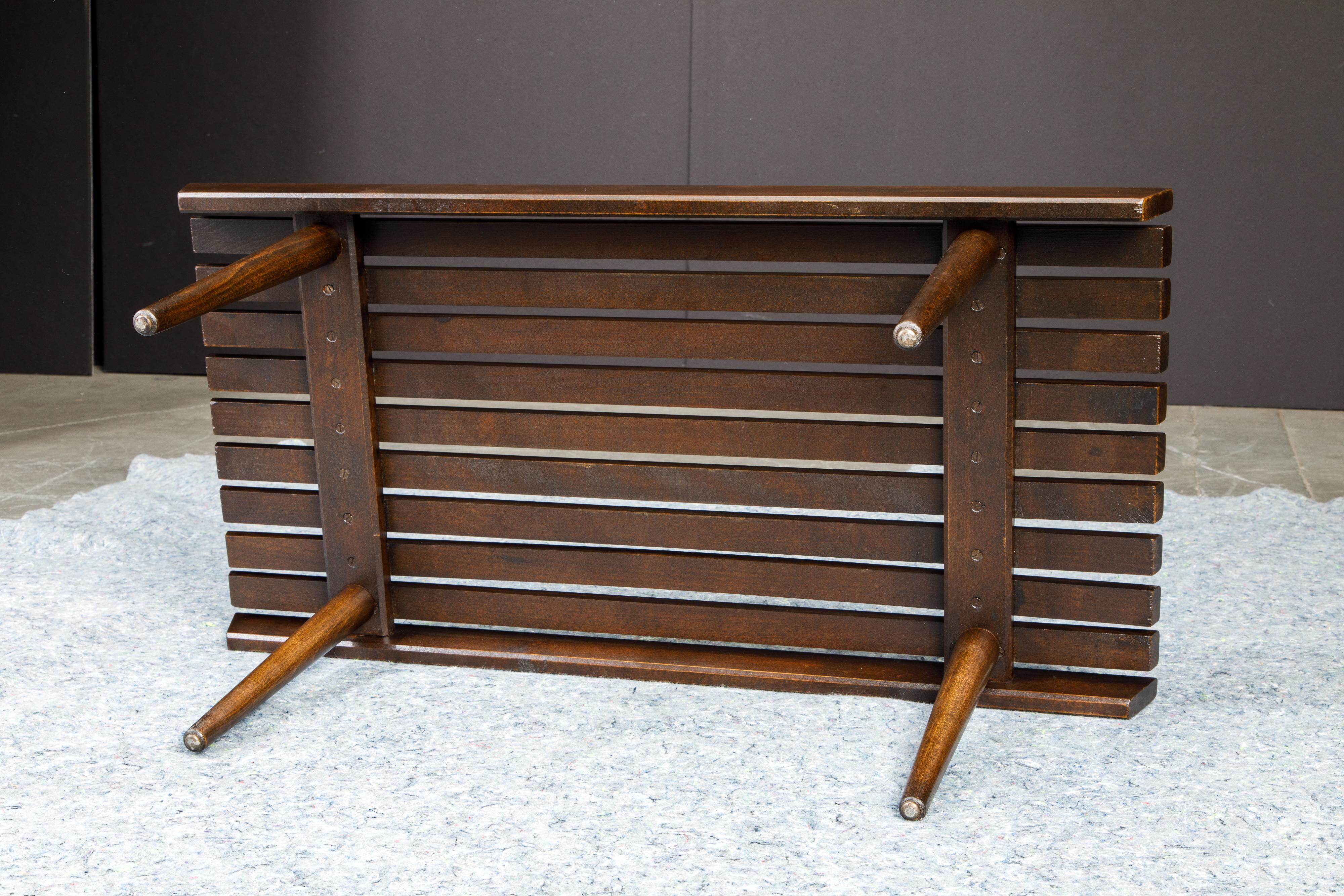 Refinished George Nelson Style Slatted Wood Bench or Table, circa 1960 14