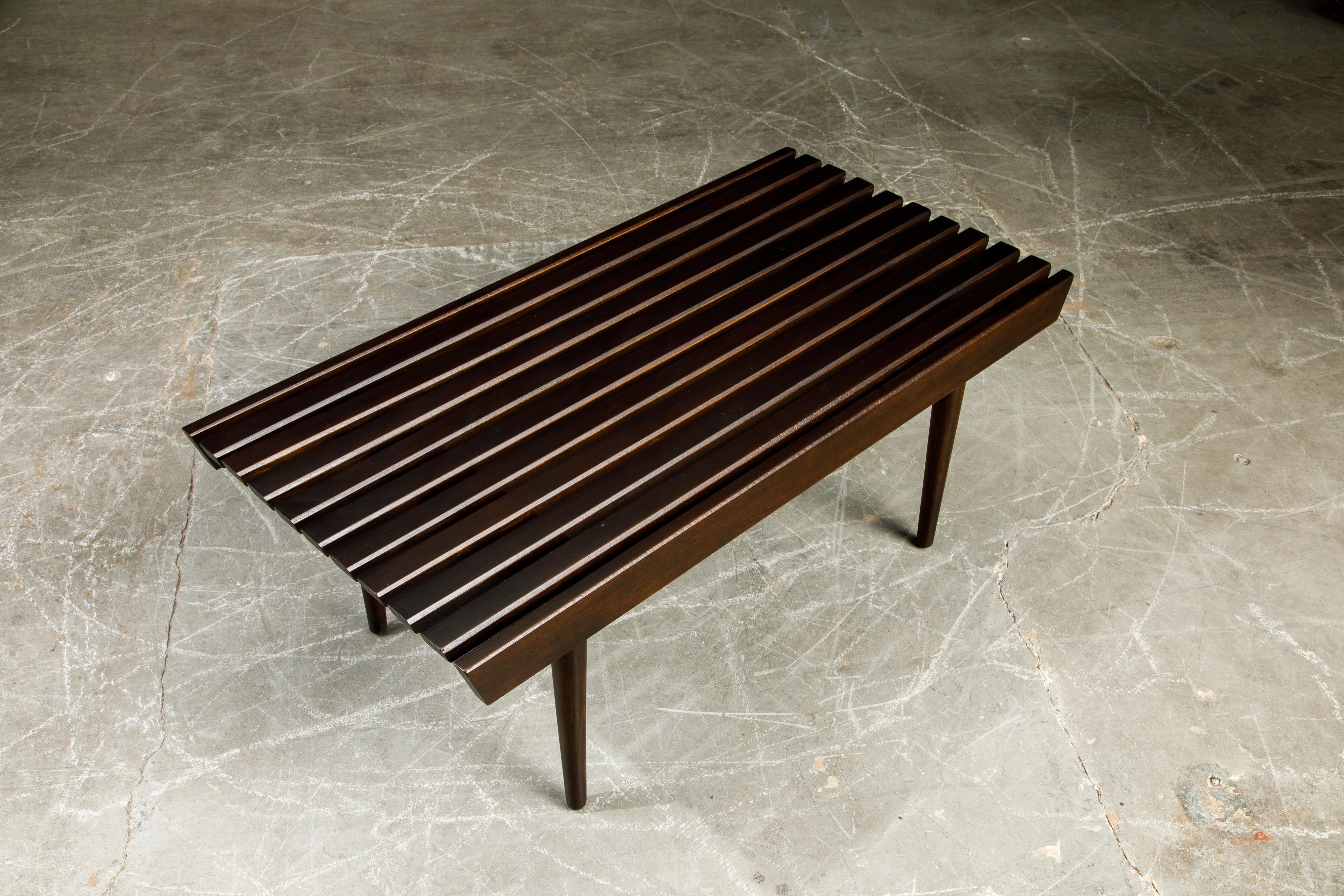 Refinished George Nelson Style Slatted Wood Bench or Table, circa 1960 In Excellent Condition In Los Angeles, CA
