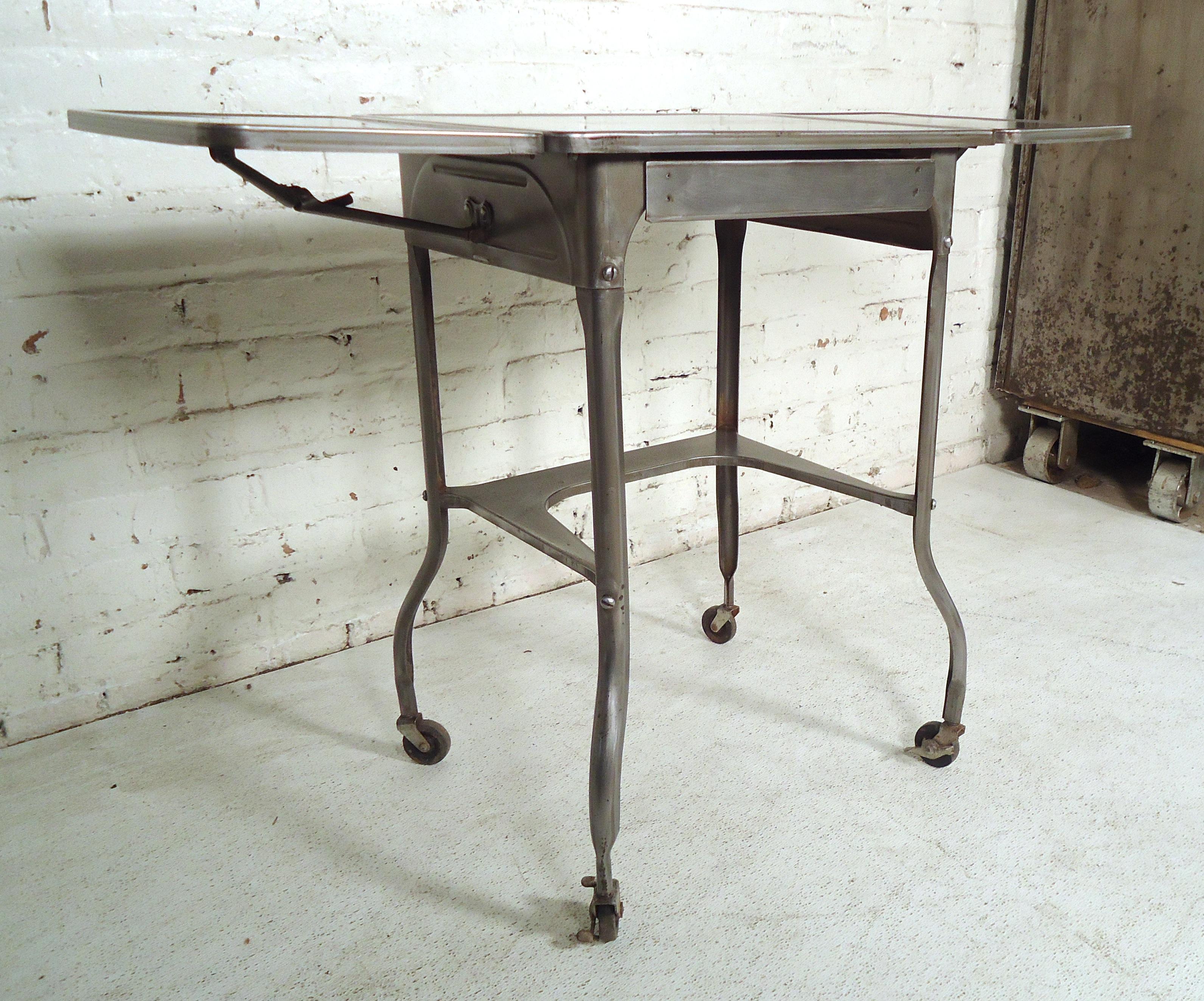 Refinished Industrial Side Table In Distressed Condition For Sale In Brooklyn, NY