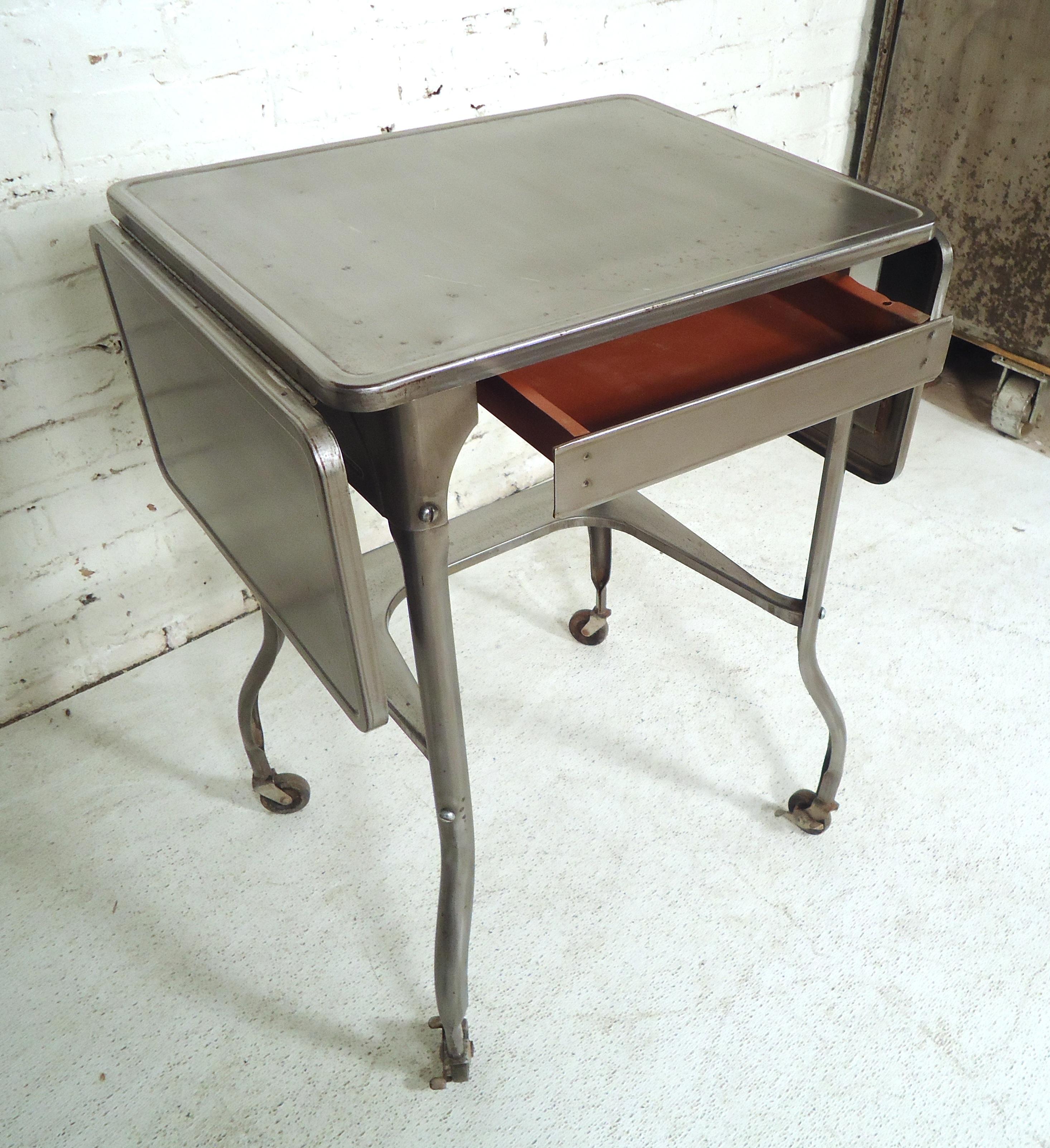 Refinished Industrial Side Table For Sale 1