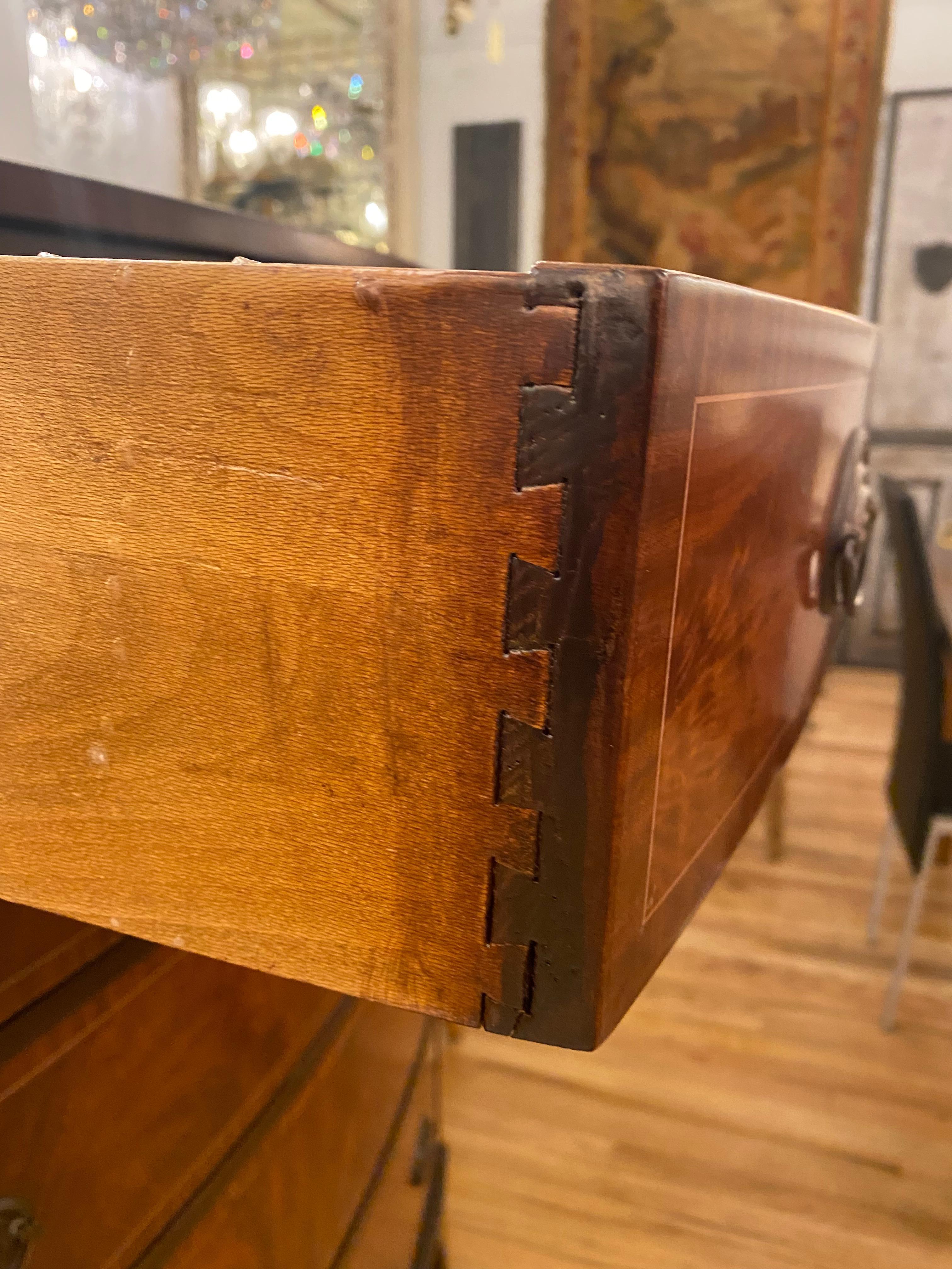 Refinished Inlaid Mahogany Dresser w/ 6 Drawers + Brass Hardware by John Stuart 10