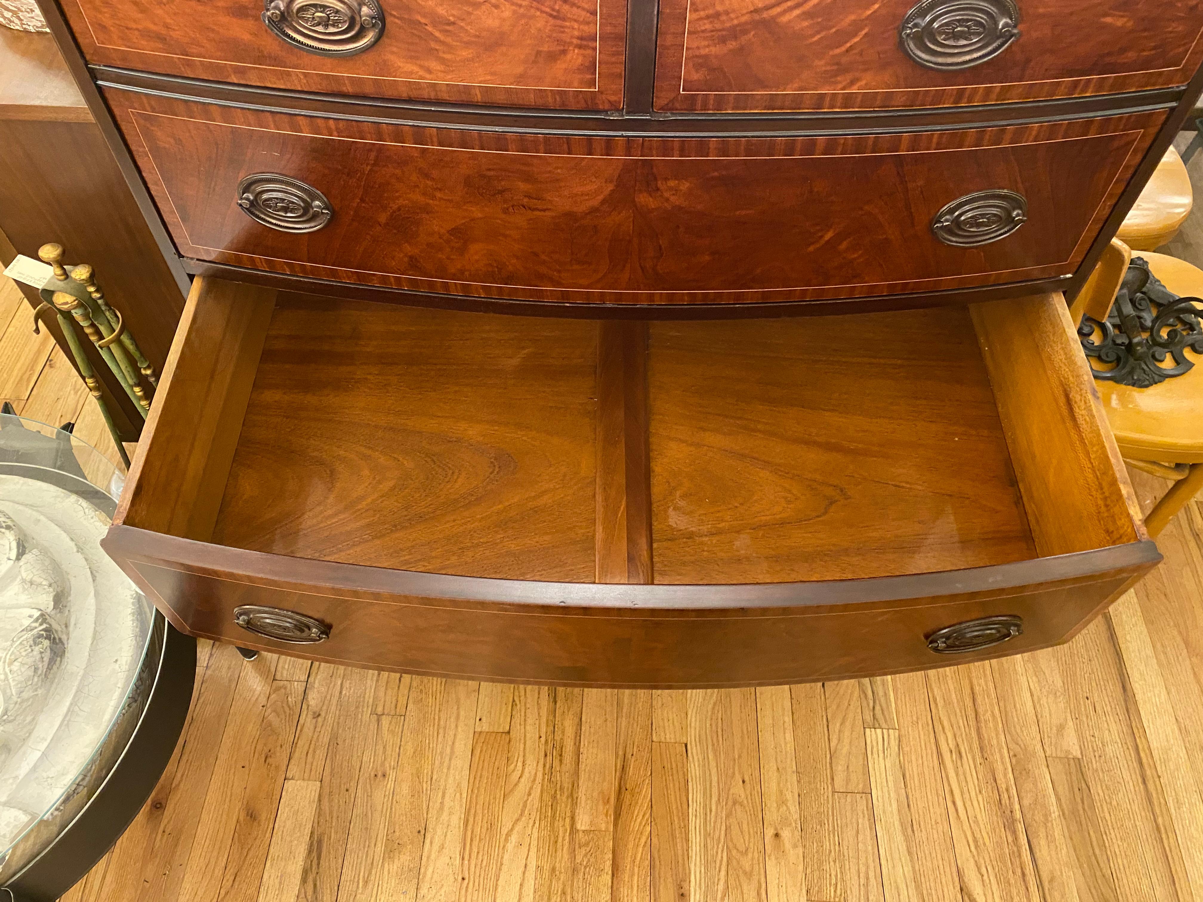 Refinished Inlaid Mahogany Dresser w/ 6 Drawers + Brass Hardware by John Stuart 13