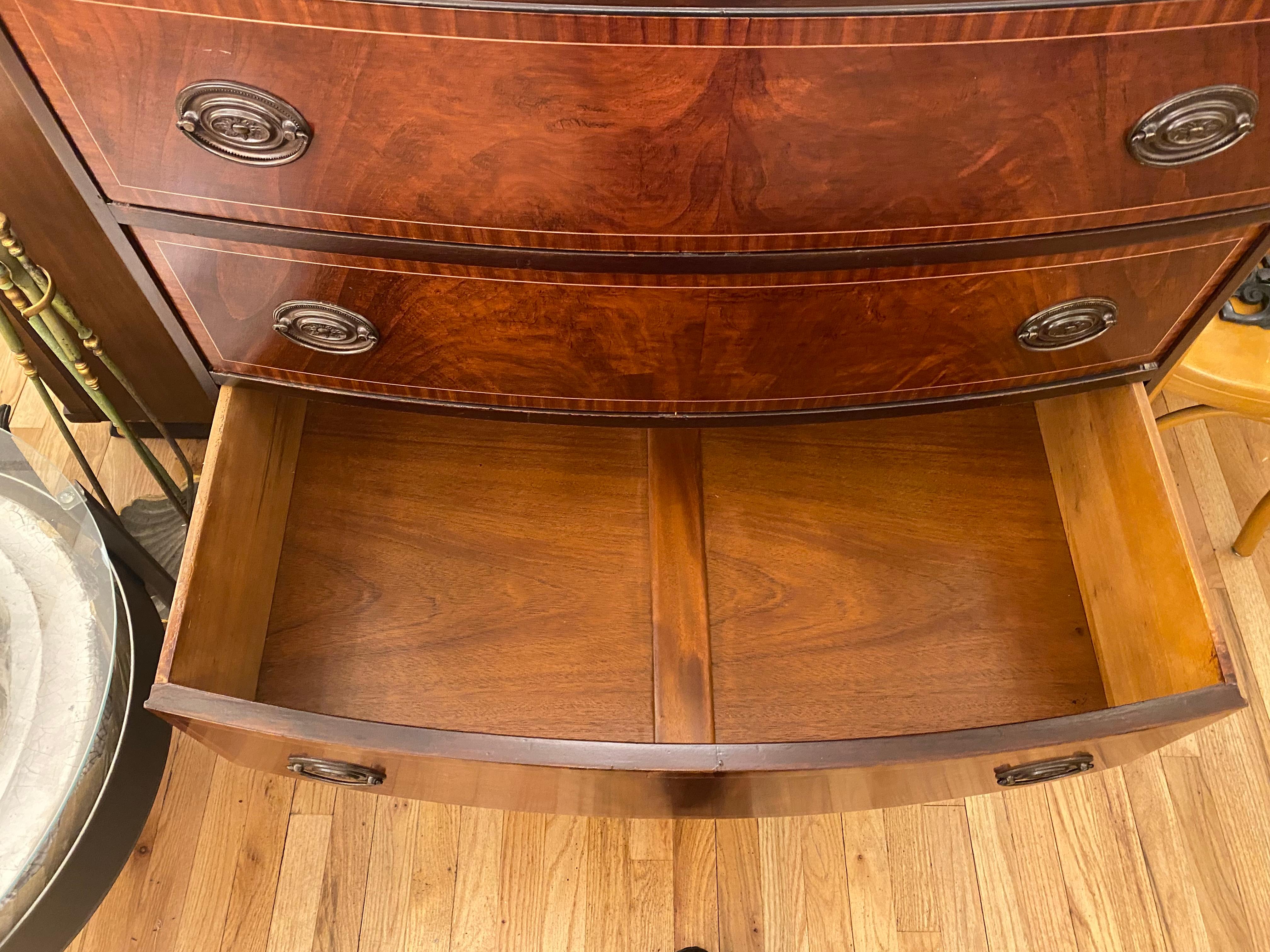 Refinished Inlaid Mahogany Dresser w/ 6 Drawers + Brass Hardware by John Stuart 14