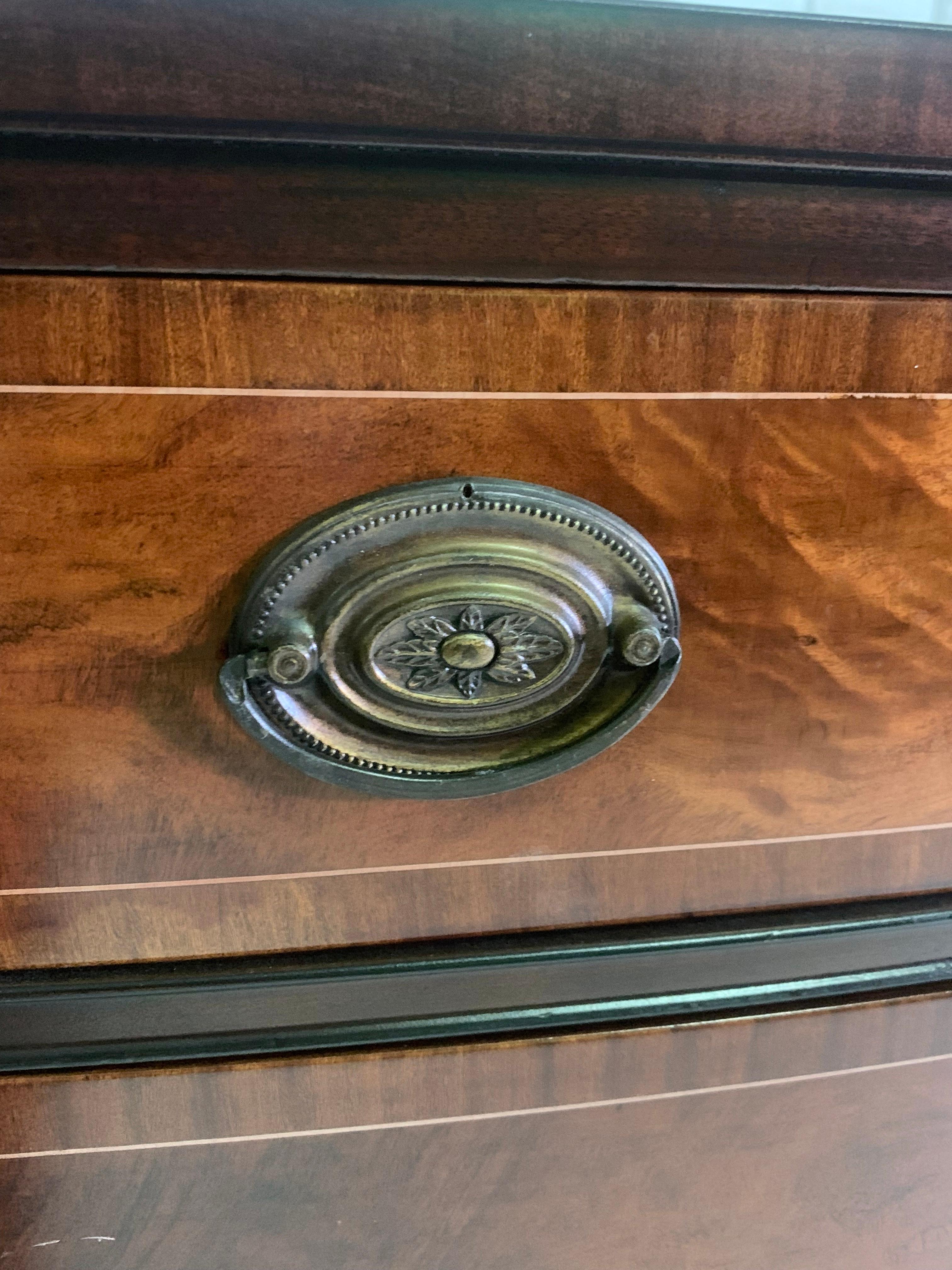 Refinished Inlaid Mahogany Dresser w/ 6 Drawers + Brass Hardware by John Stuart 2