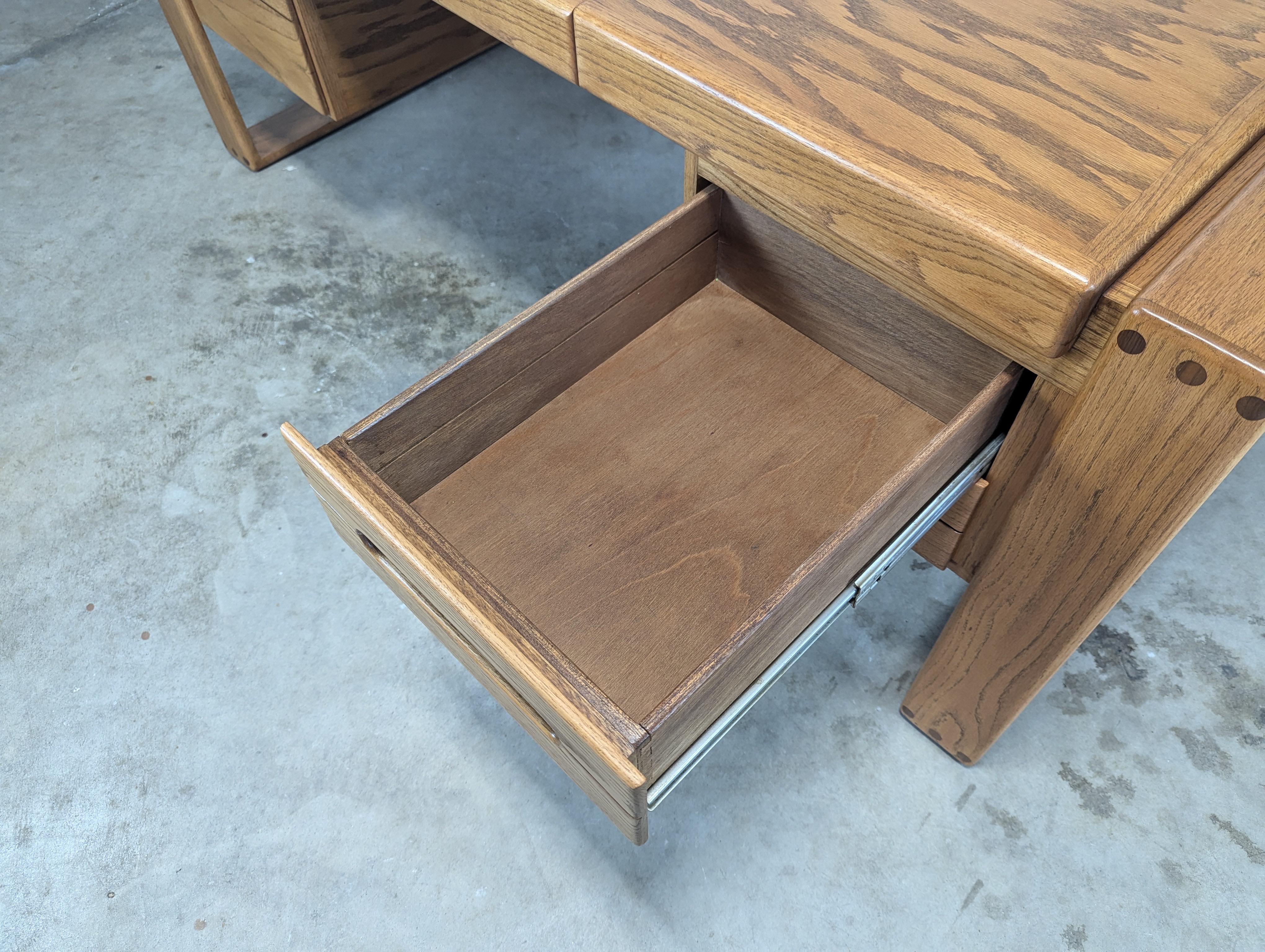 Refinished Lou Hodges Handcrafted Oak Desk for California Design Group, c1970s 3