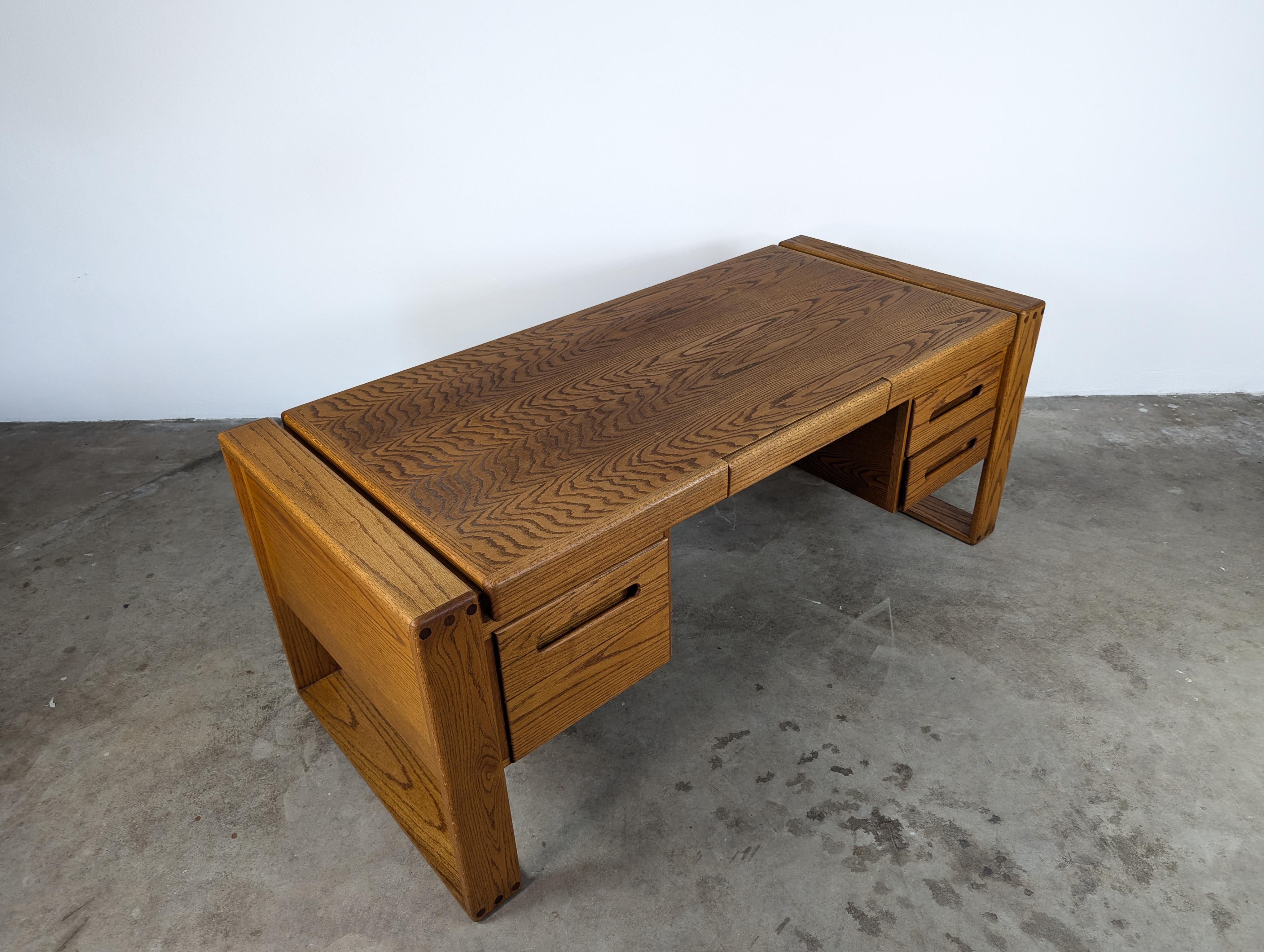 Mid Century Lou Hodges Handcrafted Oak Desk for California Design Group, c1970s 6