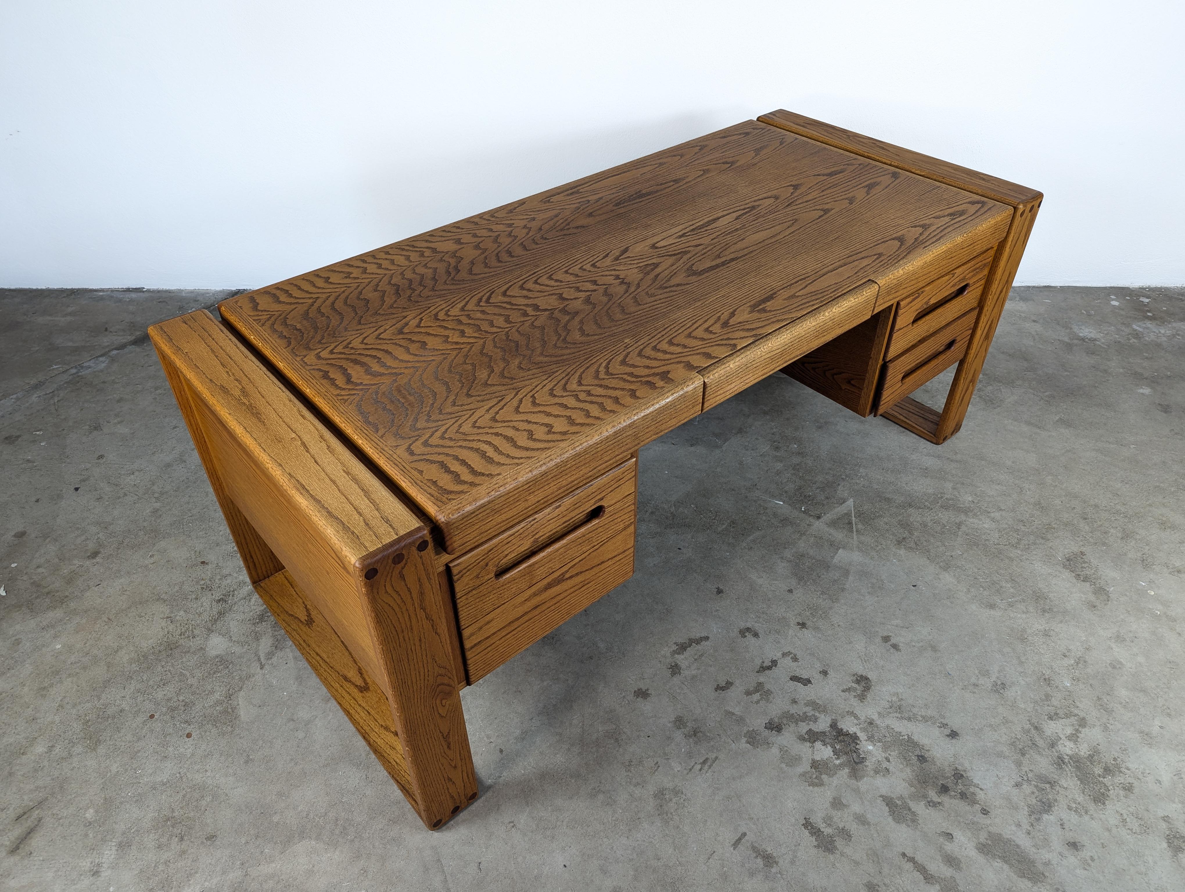 Mid Century Lou Hodges Handcrafted Oak Desk for California Design Group, c1970s 7