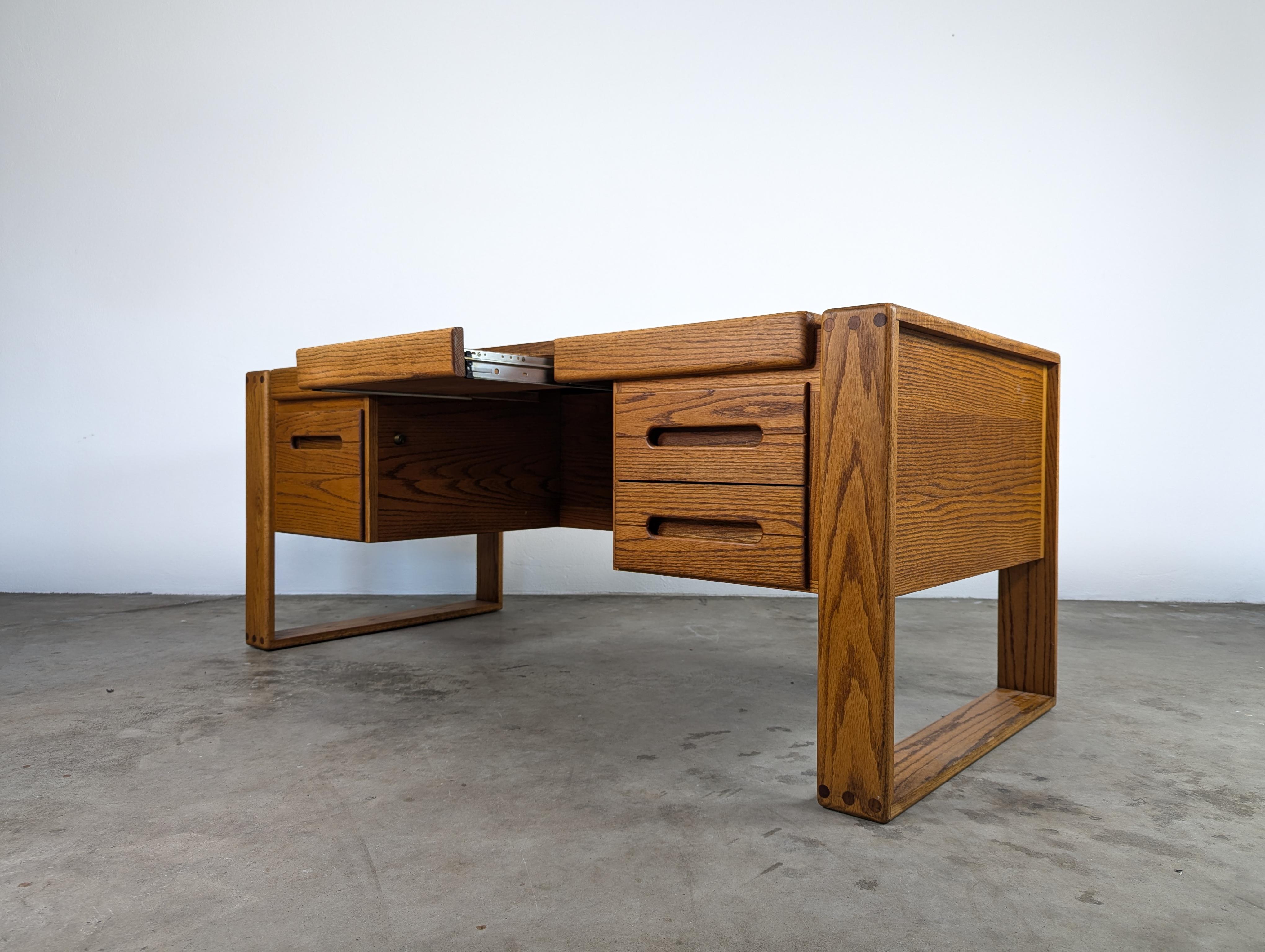 Hand-Crafted Mid Century Lou Hodges Handcrafted Oak Desk for California Design Group, c1970s