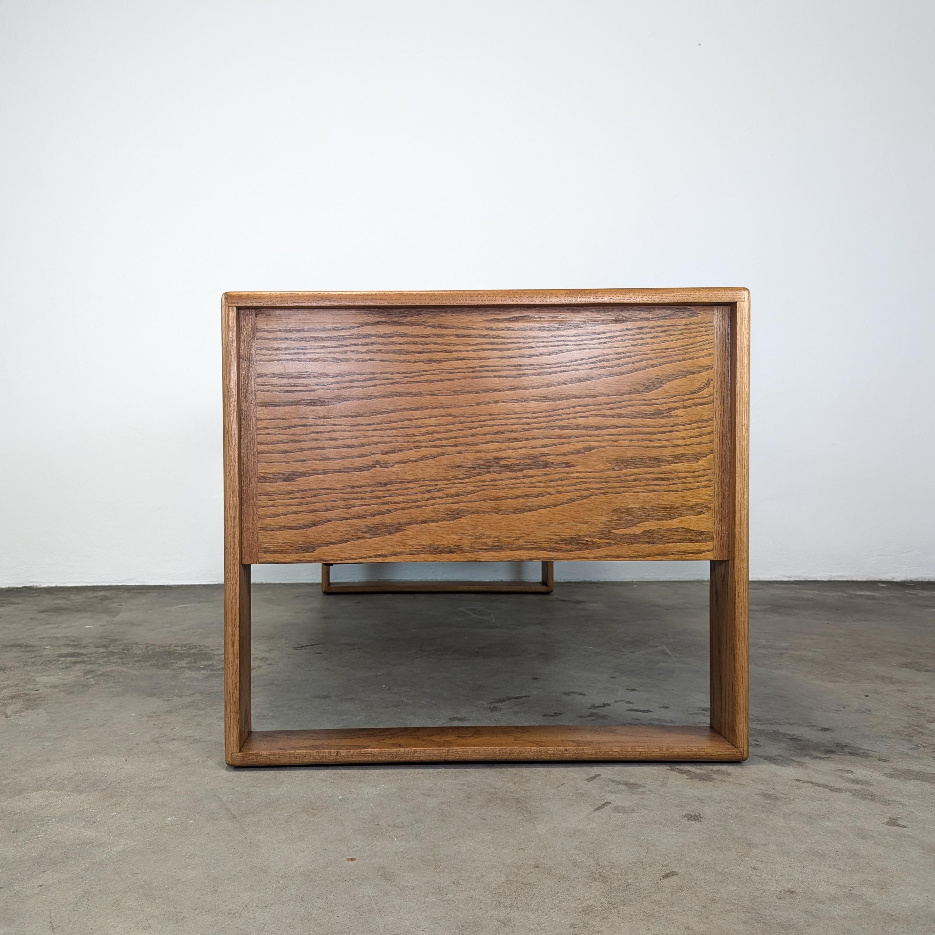 Hand-Crafted Refinished Lou Hodges Handcrafted Oak Desk for California Design Group, c1970s