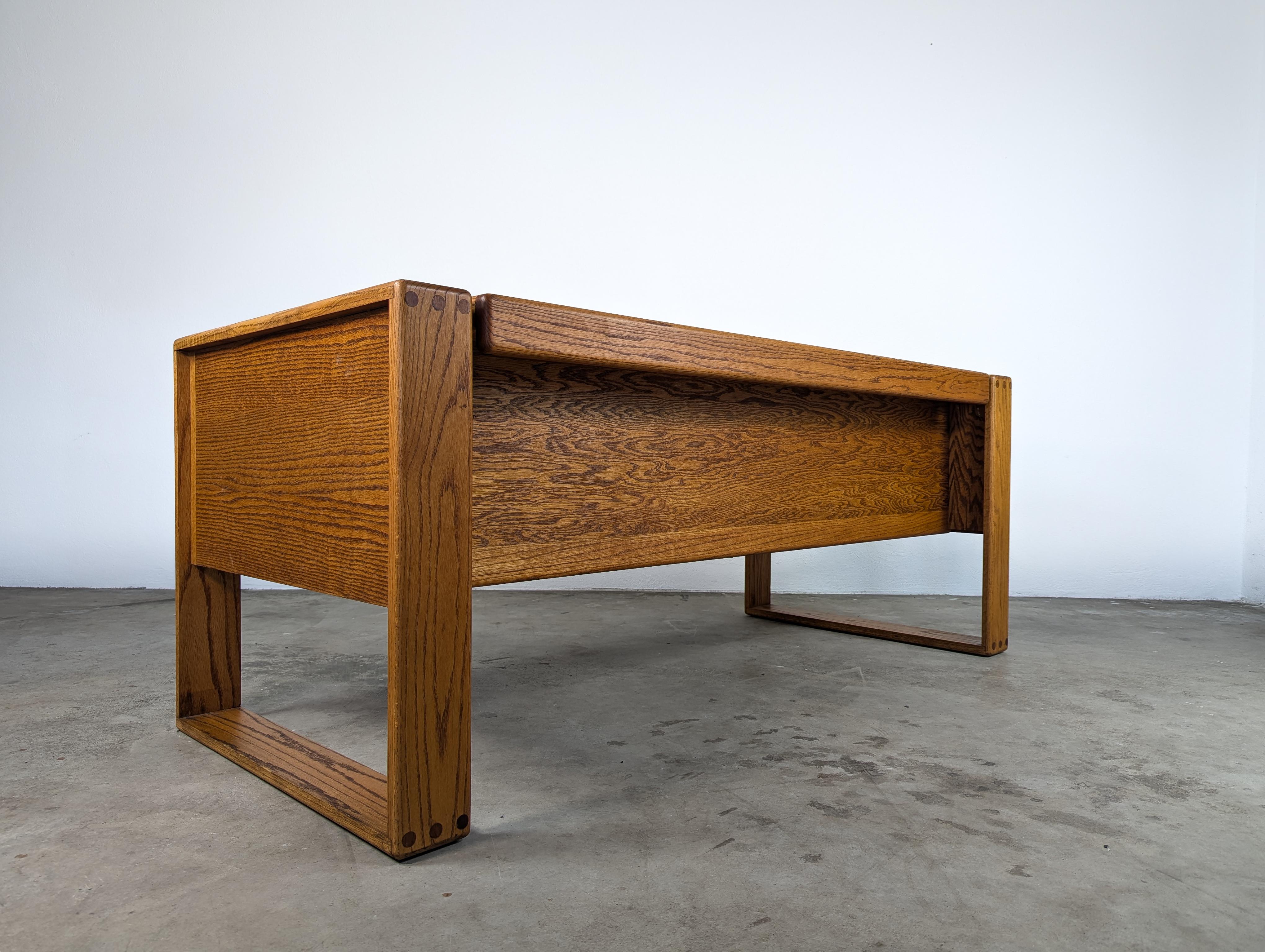Mid Century Lou Hodges Handcrafted Oak Desk for California Design Group, c1970s 1