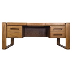 Refinished Lou Hodges Handcrafted Oak Desk for California Design Group, c1970s