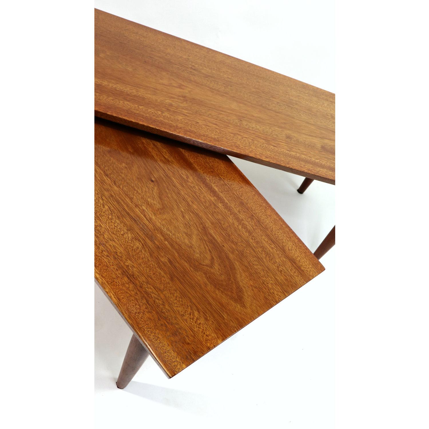 Refinished Mahogany Mid-Century Modern Pivoting Boomerang Swivel Coffee Table 2