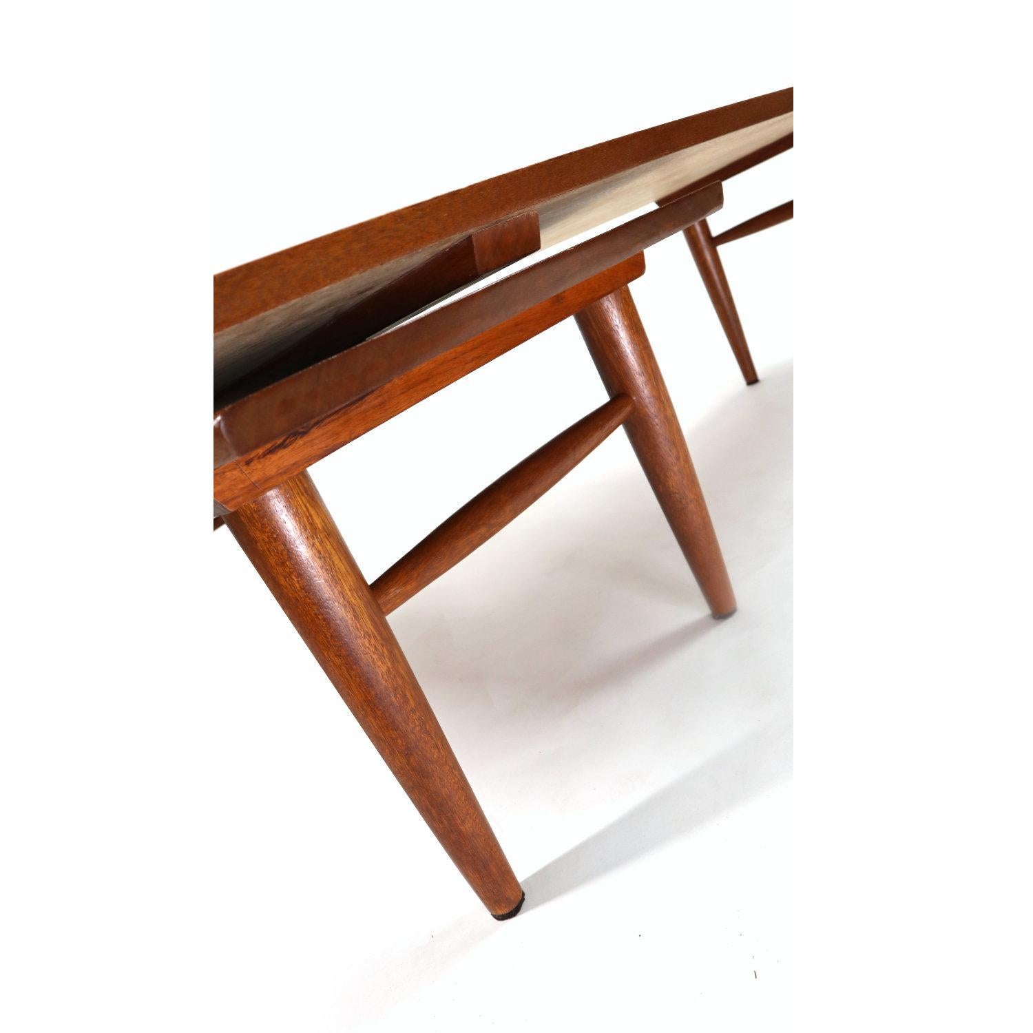 Refinished Mahogany Mid-Century Modern Pivoting Boomerang Swivel Coffee Table 3
