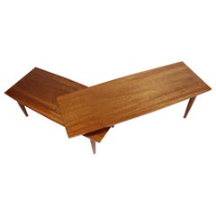 Refinished Mahogany Mid-Century Modern Pivoting Boomerang Swivel Coffee Table