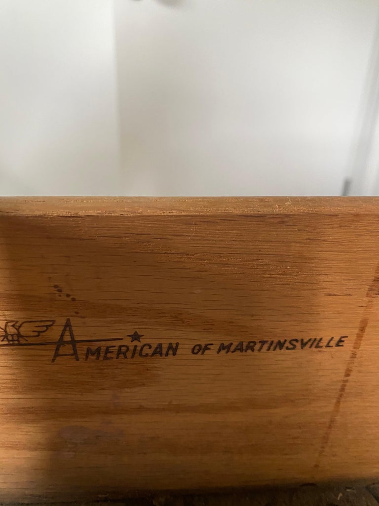 Refinished Mcm American of Martinsville Low-boy Walnut Dresser For Sale 8