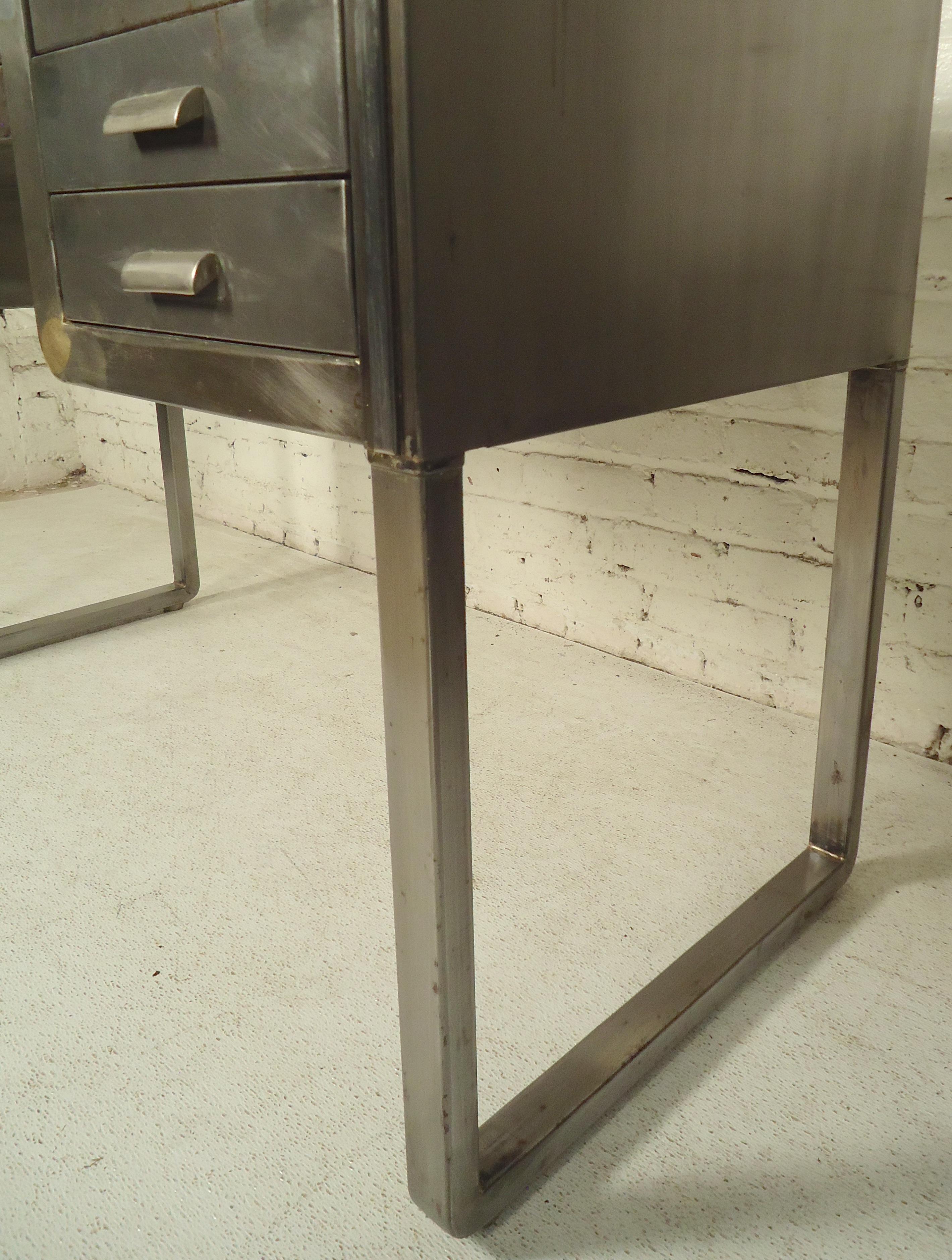 Refinished Metal Industrial Desk In Good Condition In Brooklyn, NY