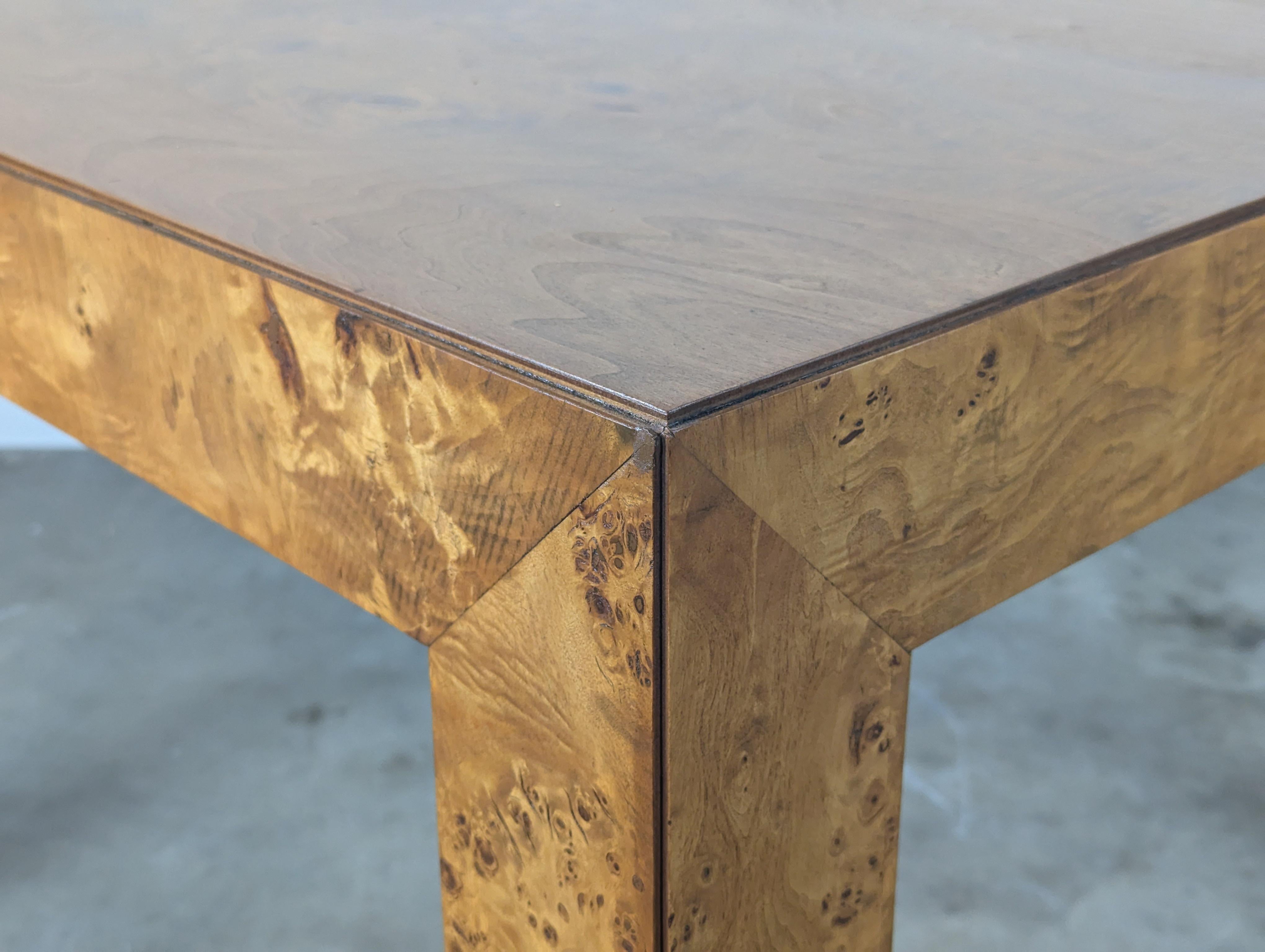 Refinished Mid Century Burlwood Extendable Dining Table by Thomasville, c1970s 4
