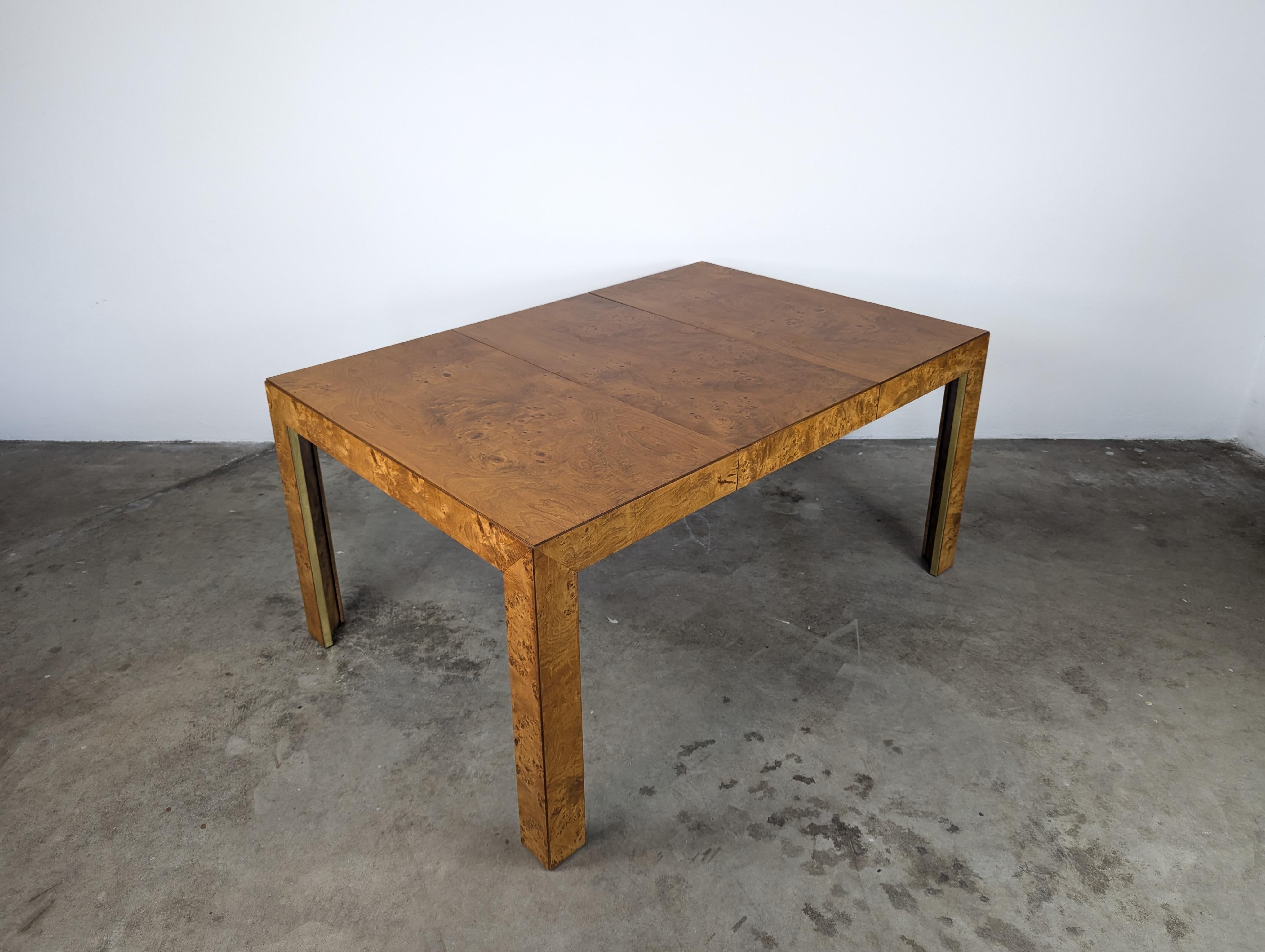 Refinished Mid Century Burlwood Extendable Dining Table by Thomasville, c1970s 7