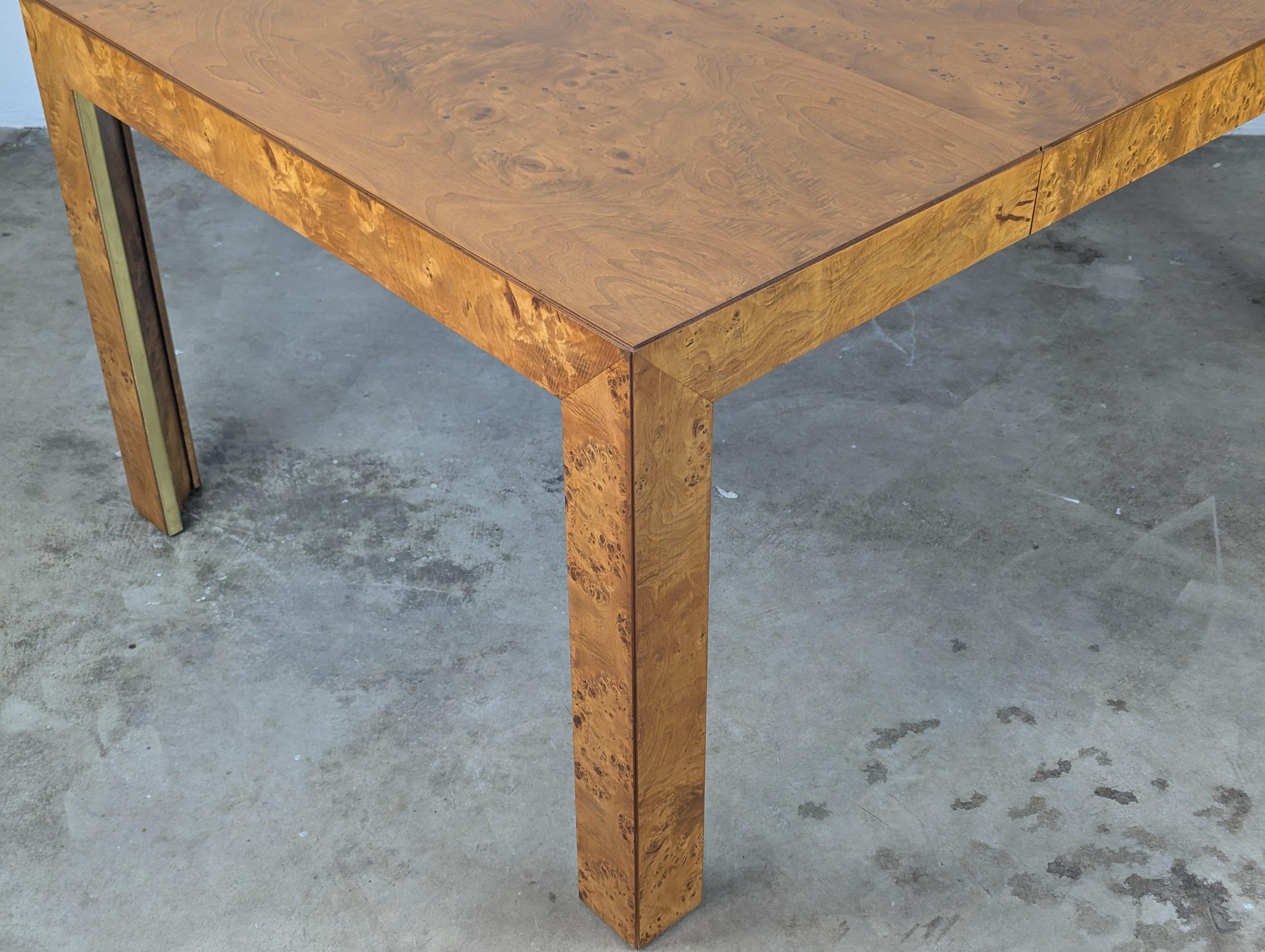 Refinished Mid Century Burlwood Extendable Dining Table by Thomasville, c1970s 8