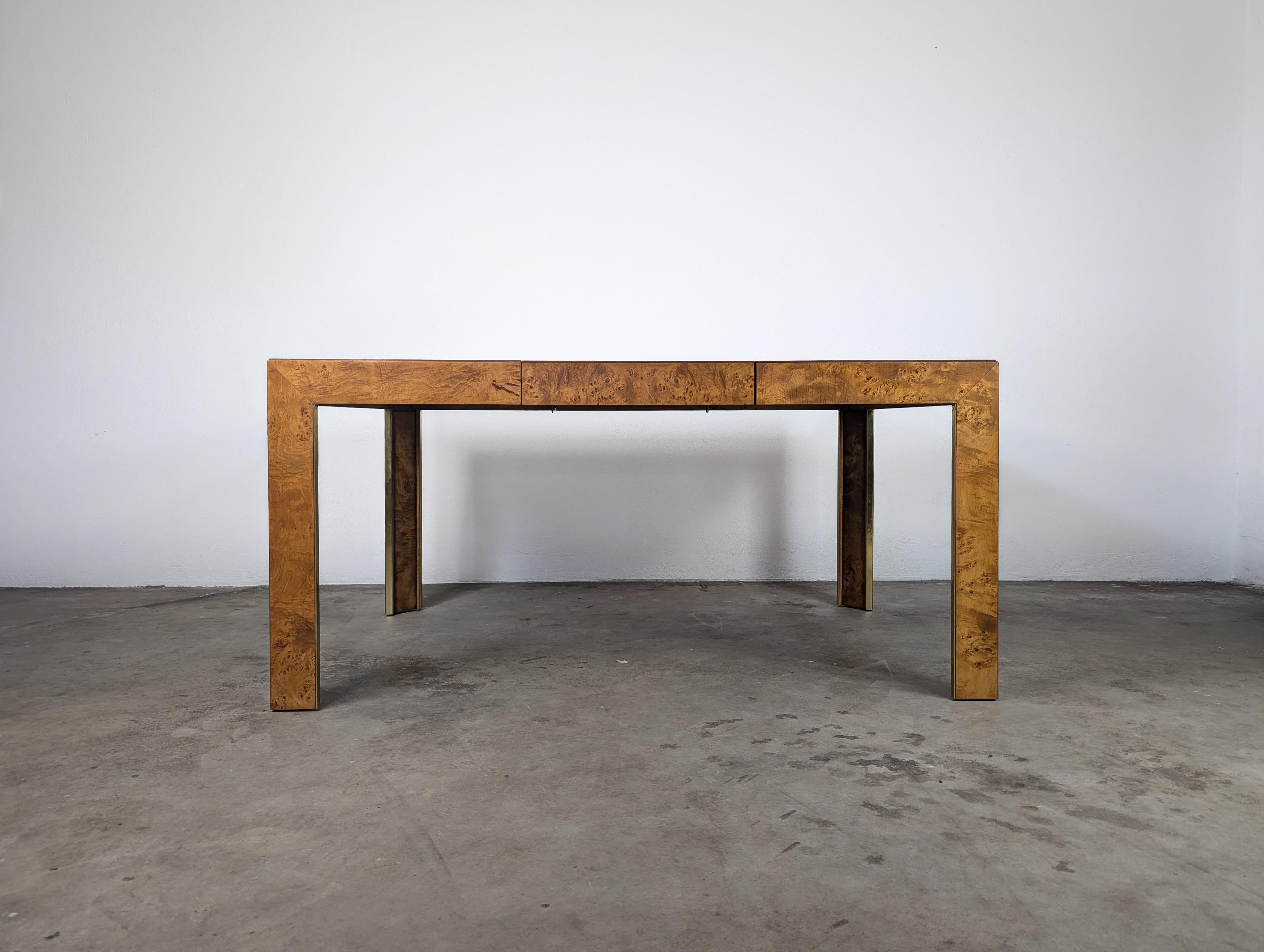 Mid-Century Modern Refinished Mid Century Burlwood Extendable Dining Table by Thomasville, c1970s