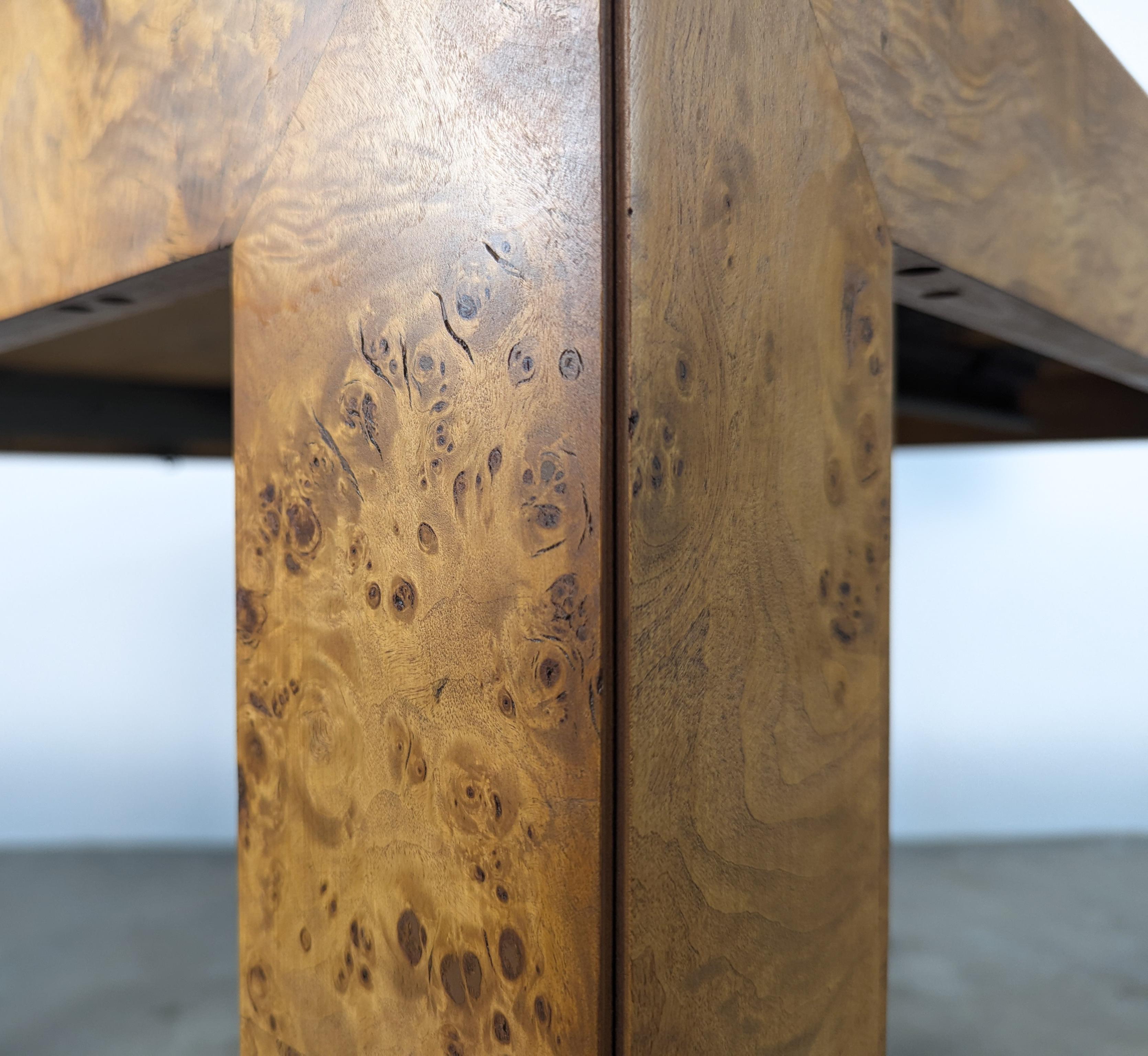 Late 20th Century Refinished Mid Century Burlwood Extendable Dining Table by Thomasville, c1970s